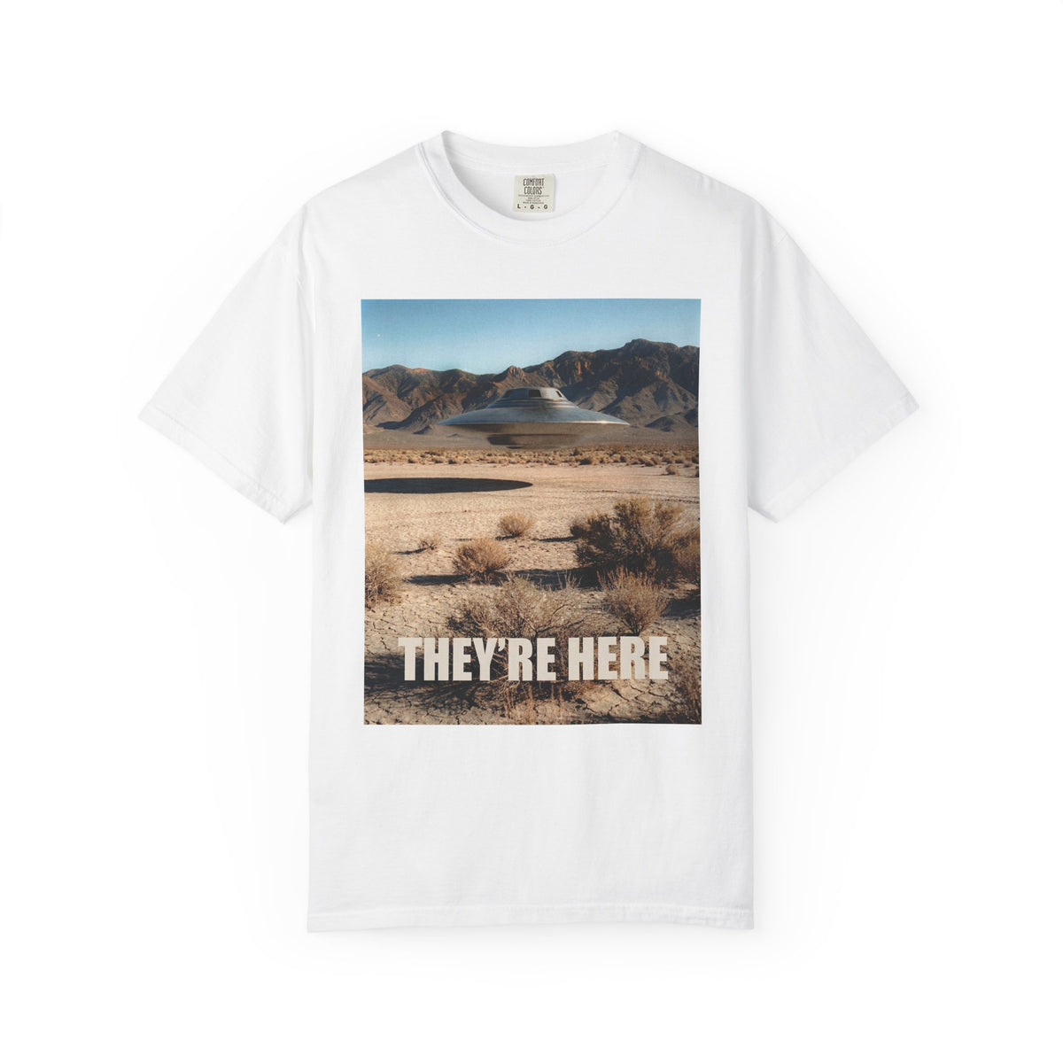 They’re Here S4 Poster UFO Typography T-shirt | Area 51 UAP Tee
