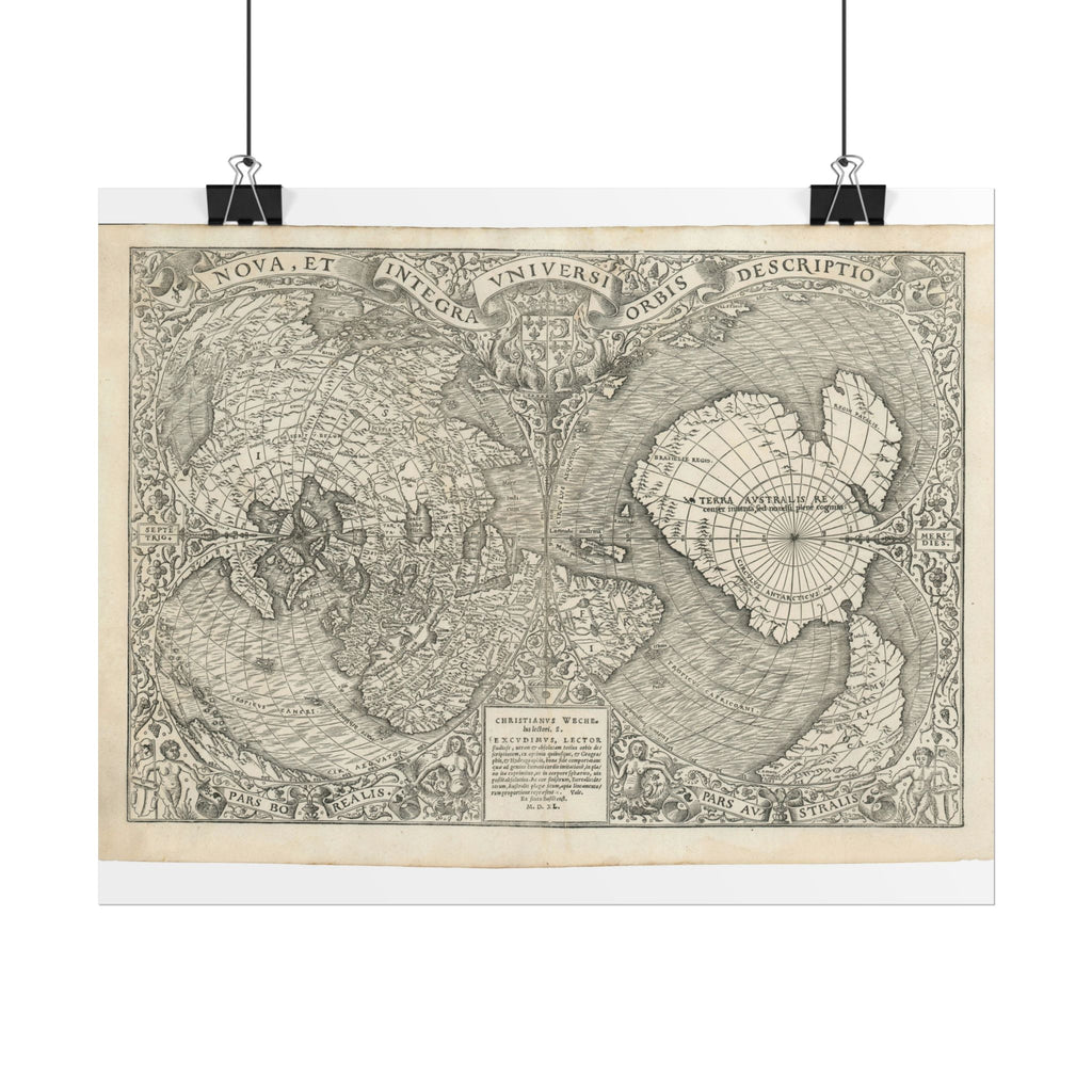 World Atlas Historic Map (c. 1540) Rolled Poster | Vintage Map Wall Art