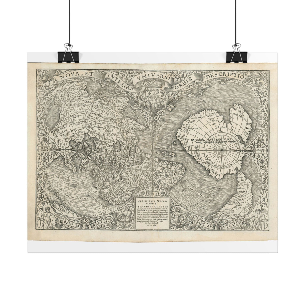 World Atlas Historic Map (c. 1540) Rolled Poster | Vintage Map Wall Art