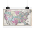 United States of America Historic Map (c. 1857) Rolled Poster | Vintage Map Wall Art