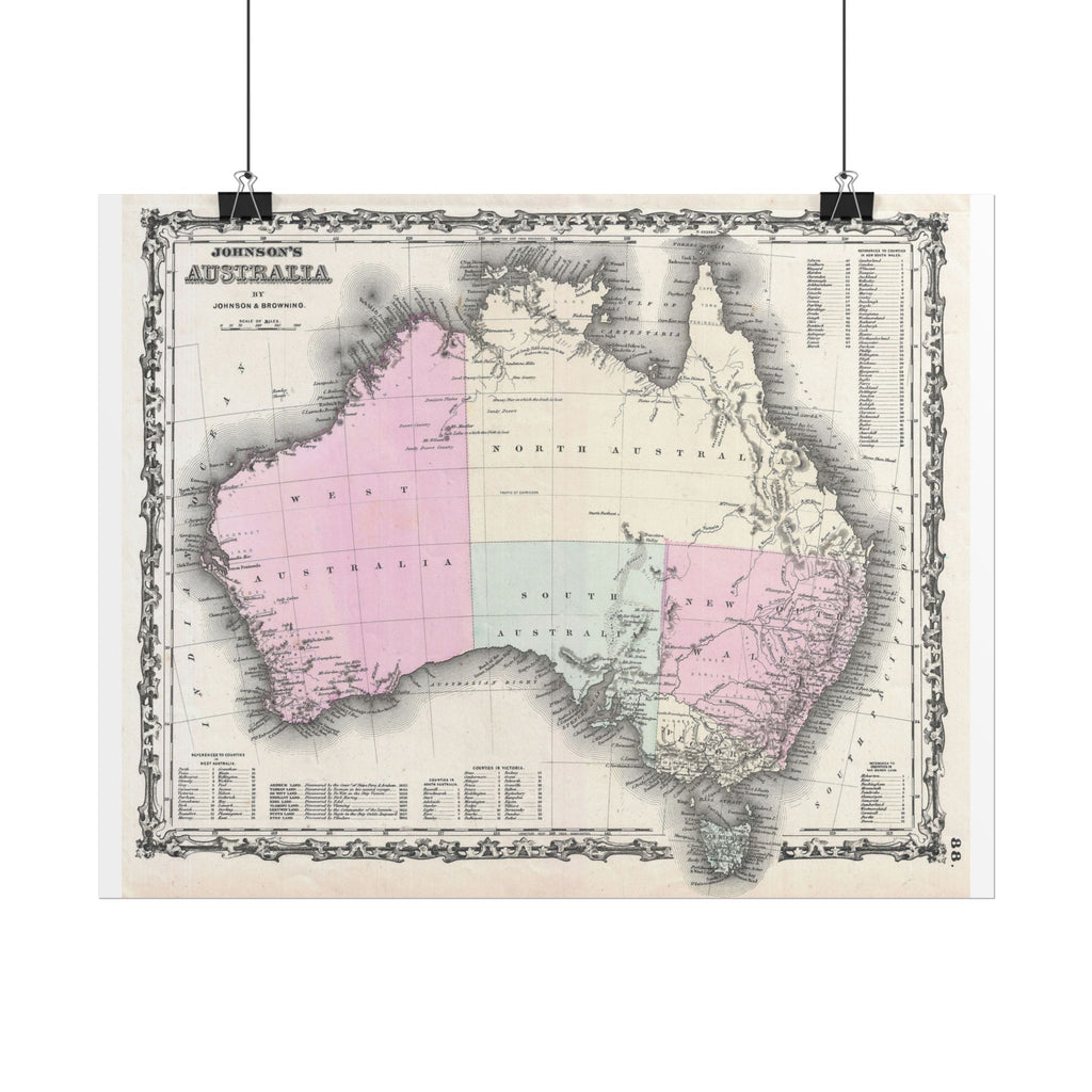 Australia Historic Map (c. 1861) Rolled Poster | Vintage Map Wall Art