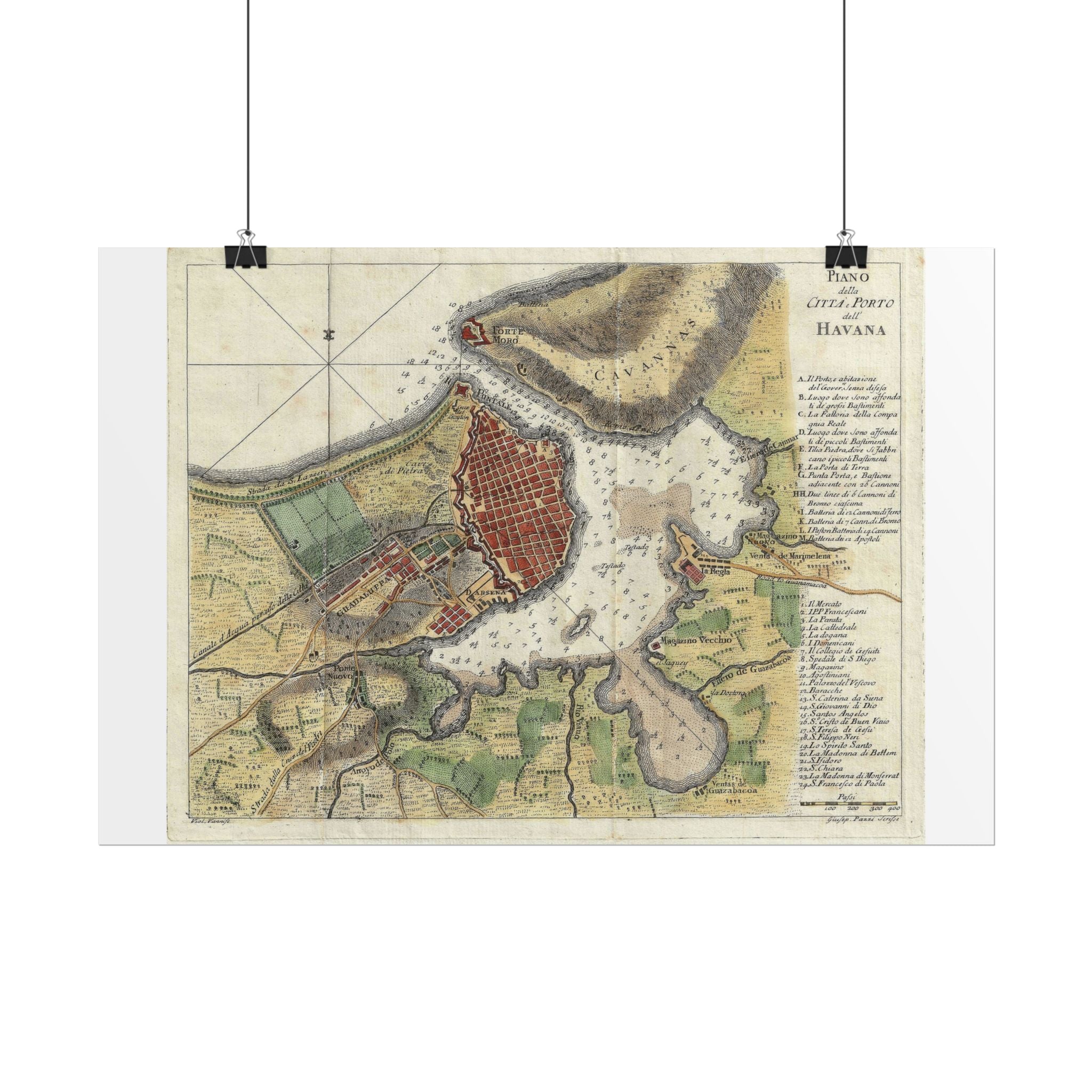 Havana, Cuba Historic City Map (c. 1763) Rolled Poster | Vintage Map Wall Art