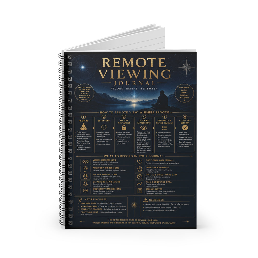 Remote Viewing (RV) Journal Spiral Notebook — Guided Ruled Notebook for Psychic Practice & Intuitive Training