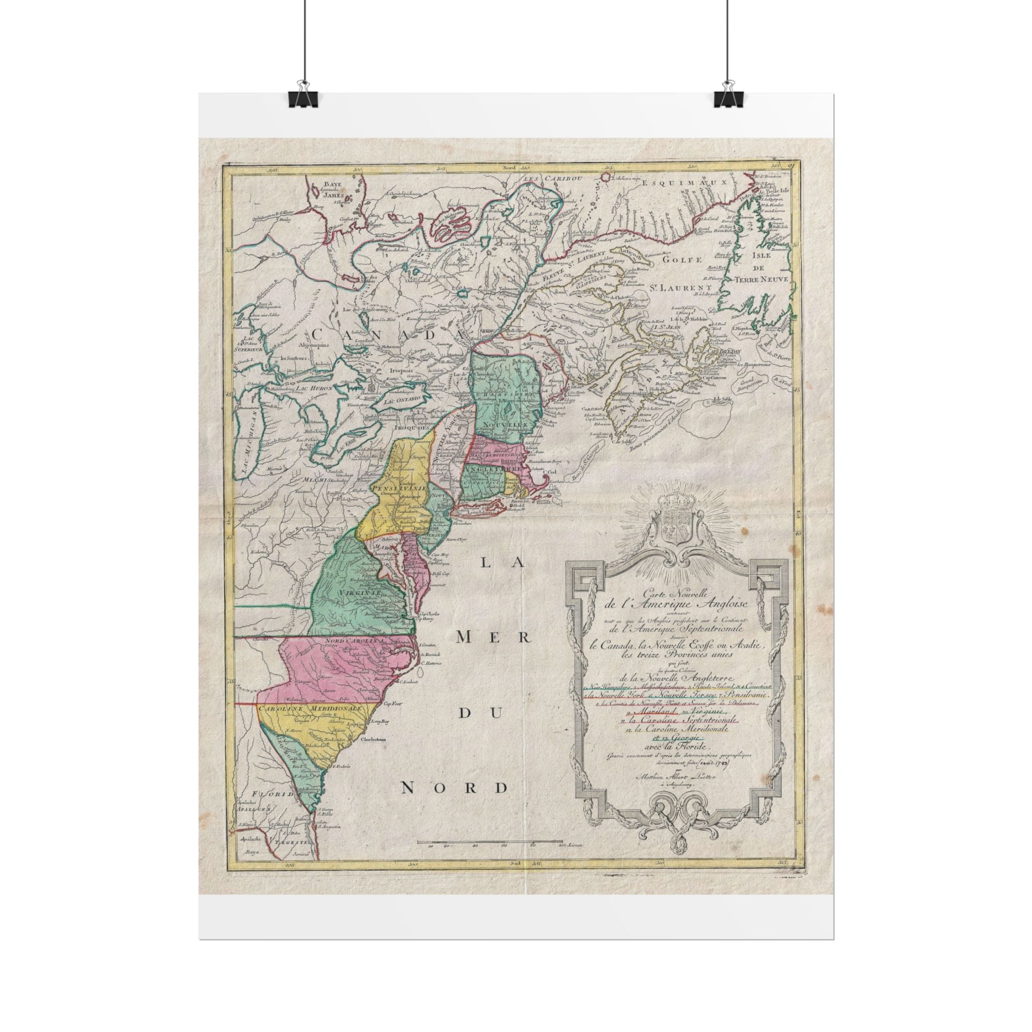 America in the New World Historic Map (c. 1776) Rolled Poster | Vintage Map Wall Art