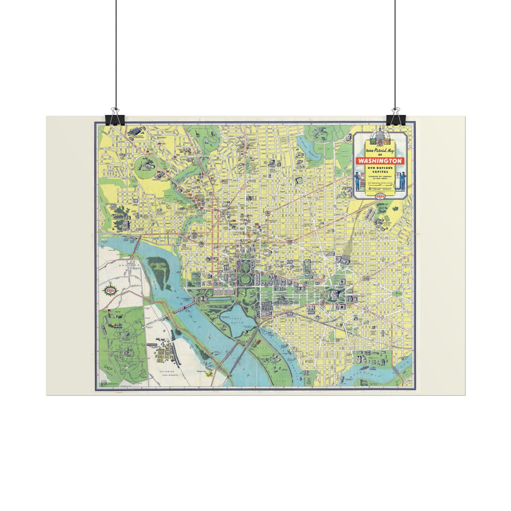 Washington DC (c. 1941) Historic City Map Rolled Poster | Vintage Map Wall Art