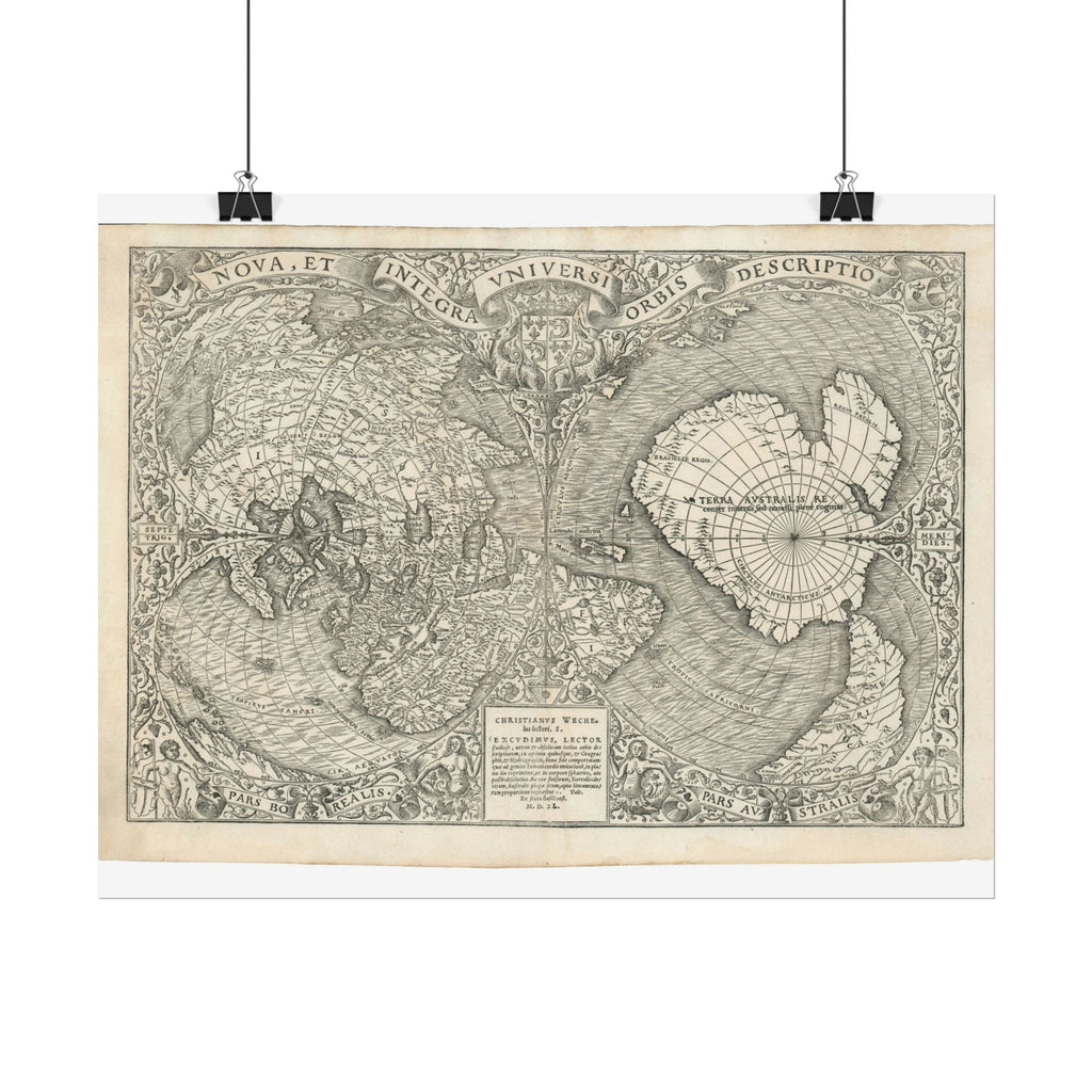 World Atlas Historic Map (c. 1540) Rolled Poster | Vintage Map Wall Art