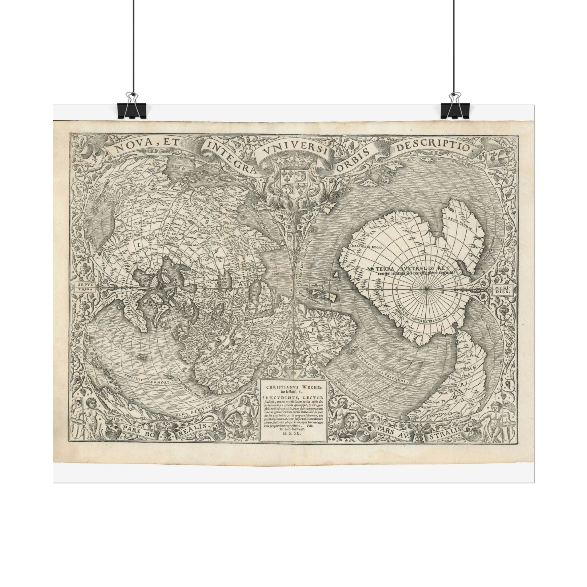 World Atlas Historic Map (c. 1540) Rolled Poster | Vintage Map Wall Art