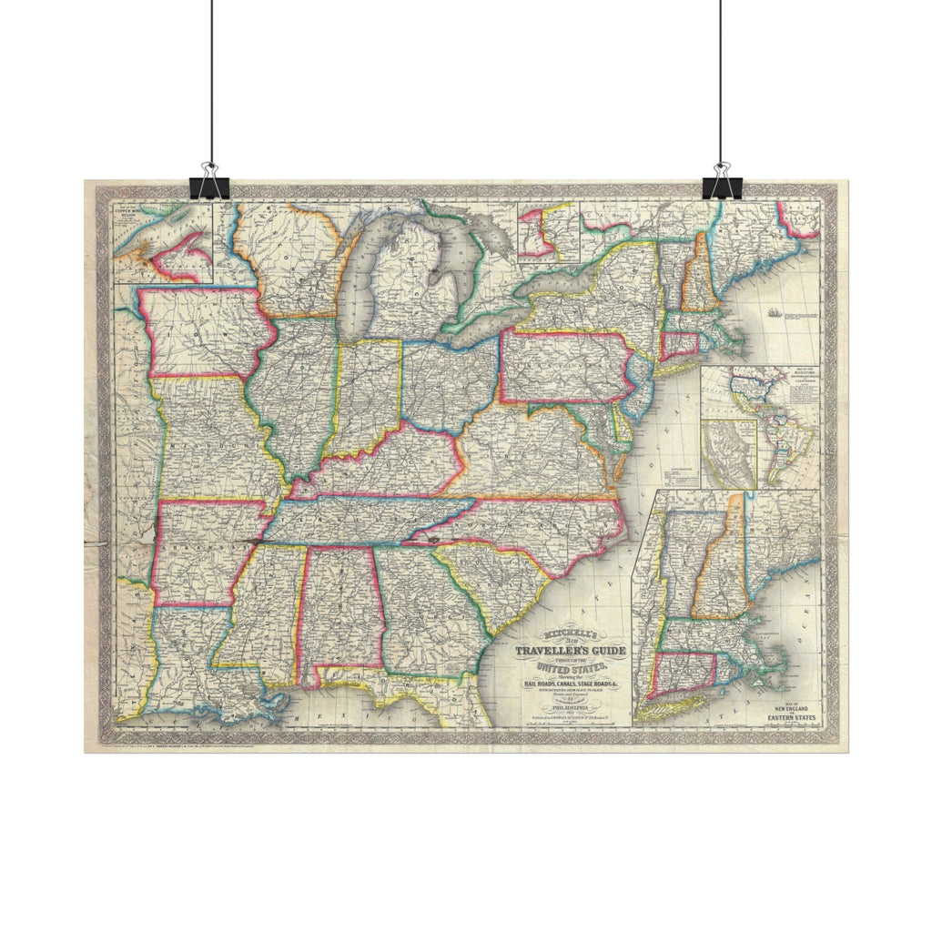 United States of America Historic Map (c. 1857) Rolled Poster | Vintage Map Wall Art