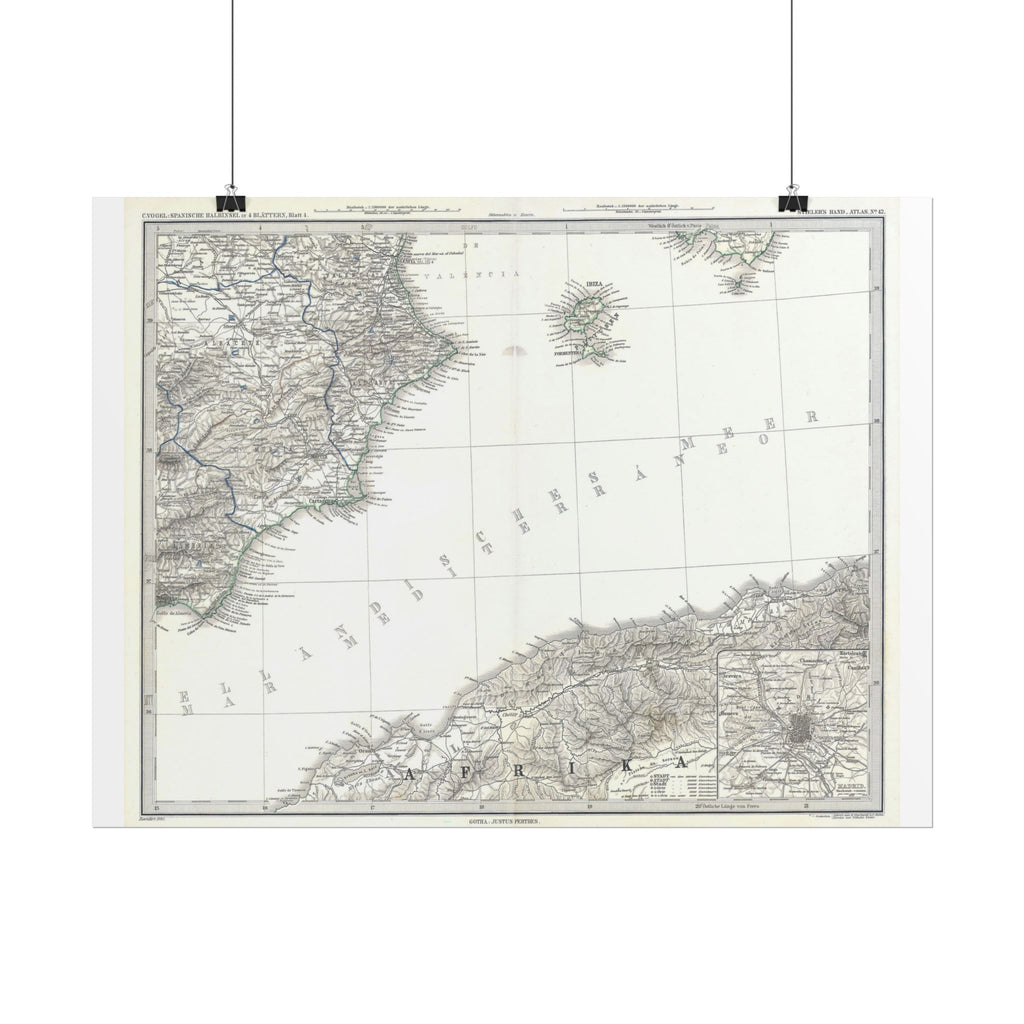 Ibiza, Spain Historic City Map (c. 1880) Rolled Poster | Vintage Map Wall Art