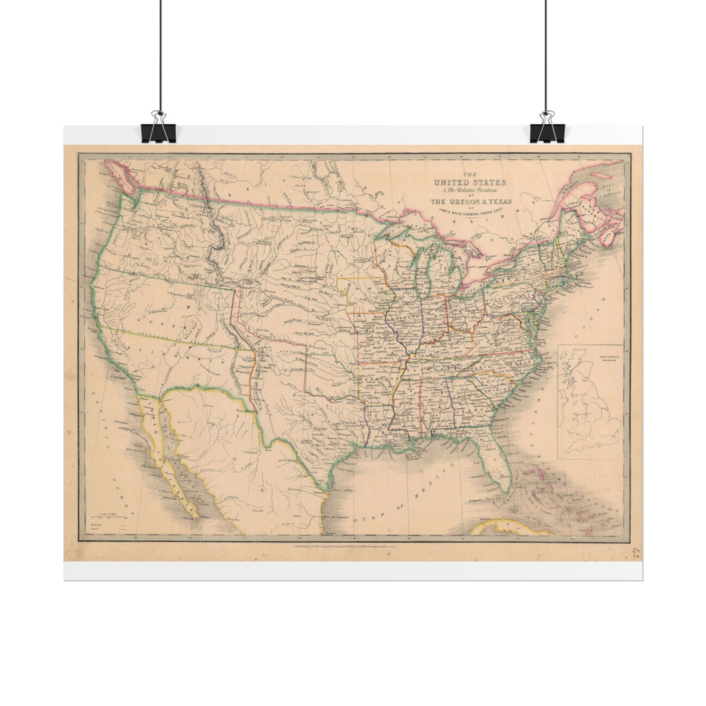 United States of America Historic Map (c. 1850) Rolled Poster | Vintage Map Wall Art