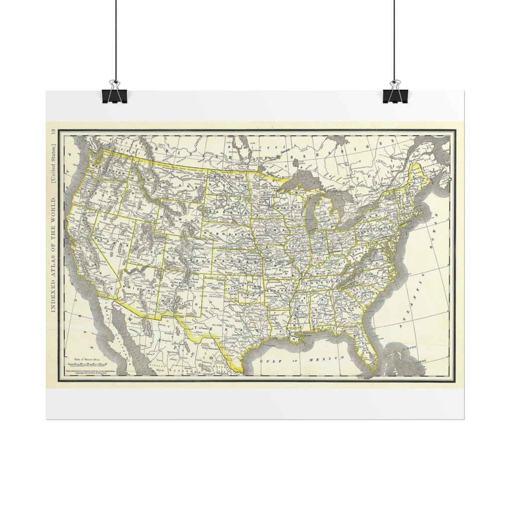 United States of America Historic Map (c. 1893) Rolled Poster | Vintage Map Wall Art