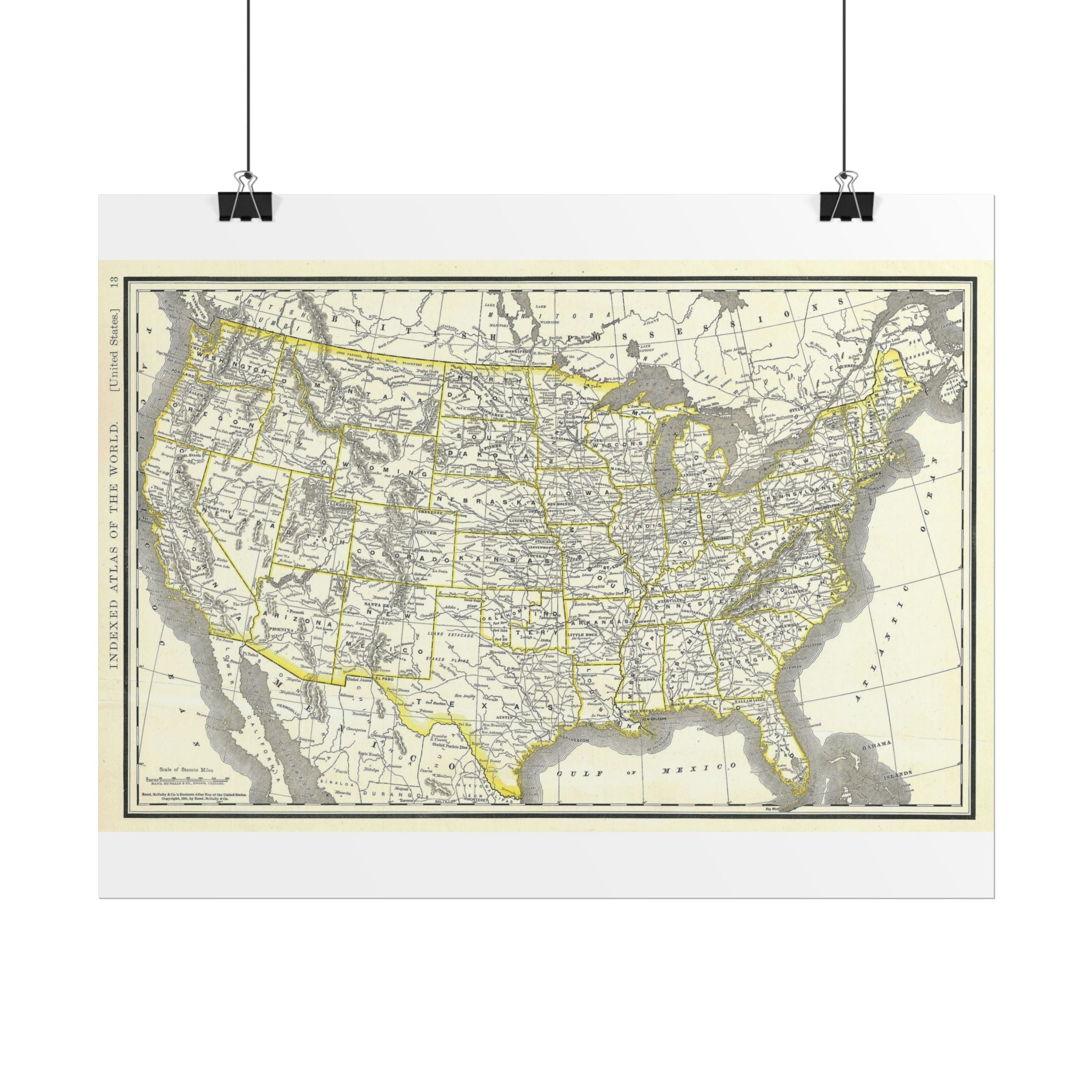 United States of America Historic Map (c. 1893) Rolled Poster | Vintage Map Wall Art