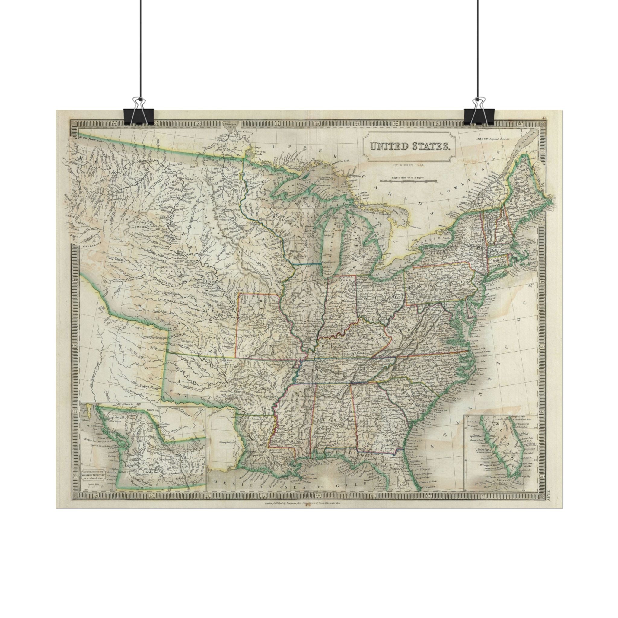 United States of America Historic Map (c. 1835) Rolled Poster | Vintage Map Wall Art