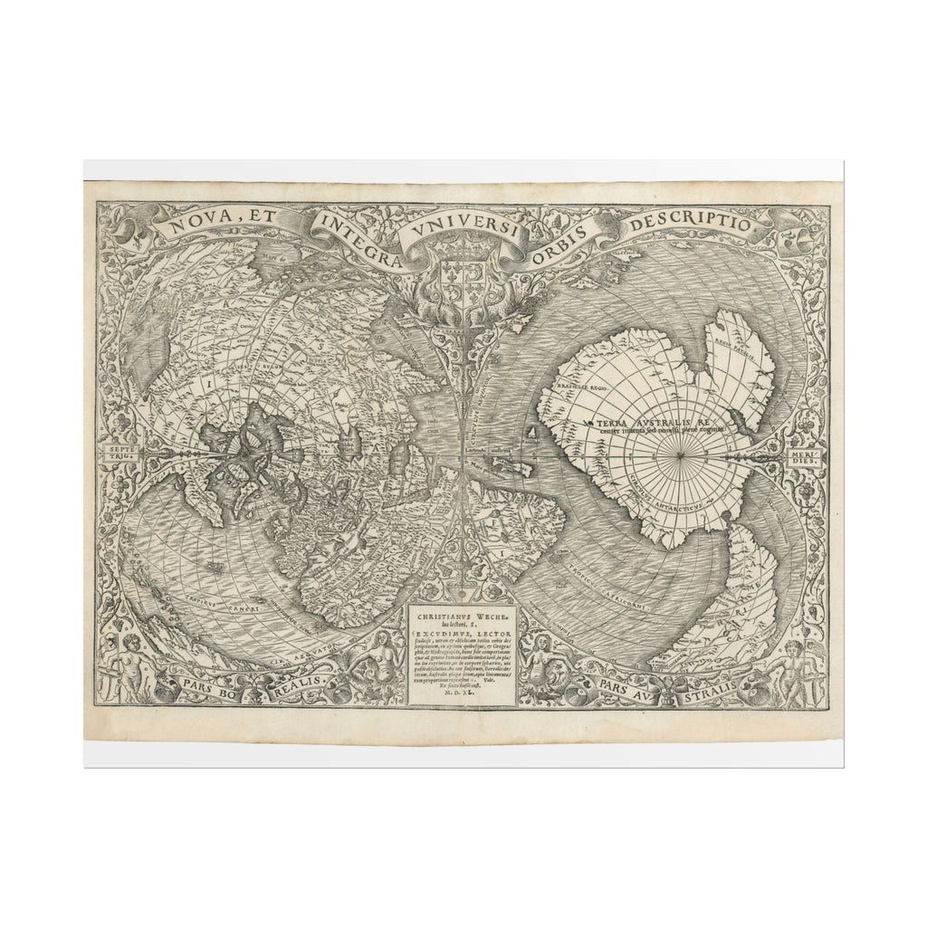 World Atlas Historic Map (c. 1540) Rolled Poster | Vintage Map Wall Art