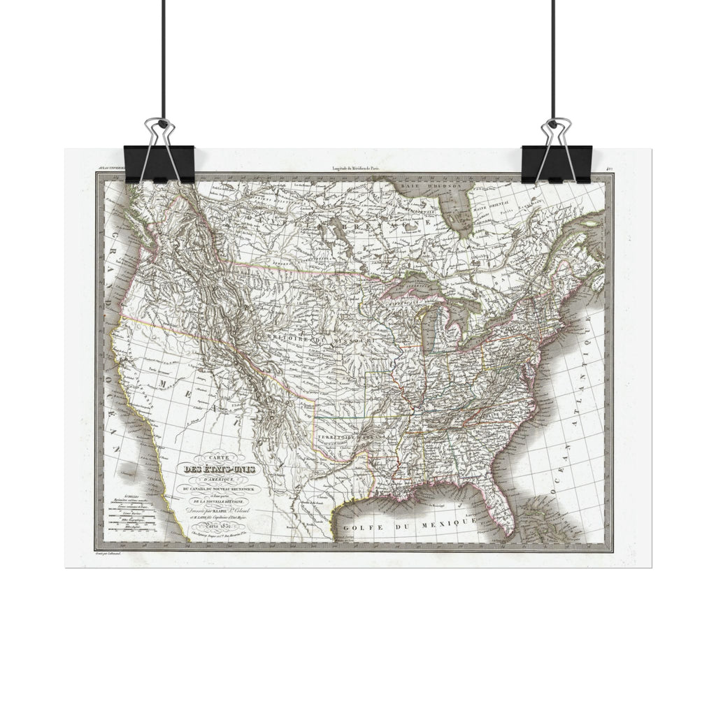 United States of America Historic Map (c. 1829) Rolled Poster | Vintage Map Wall Art