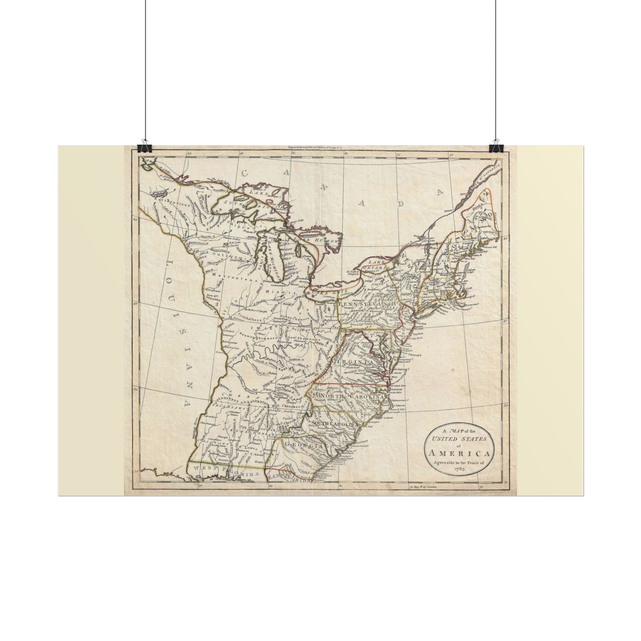 United States of America Historic Map (c. 1783) Rolled Poster | Antique Map Wall Art