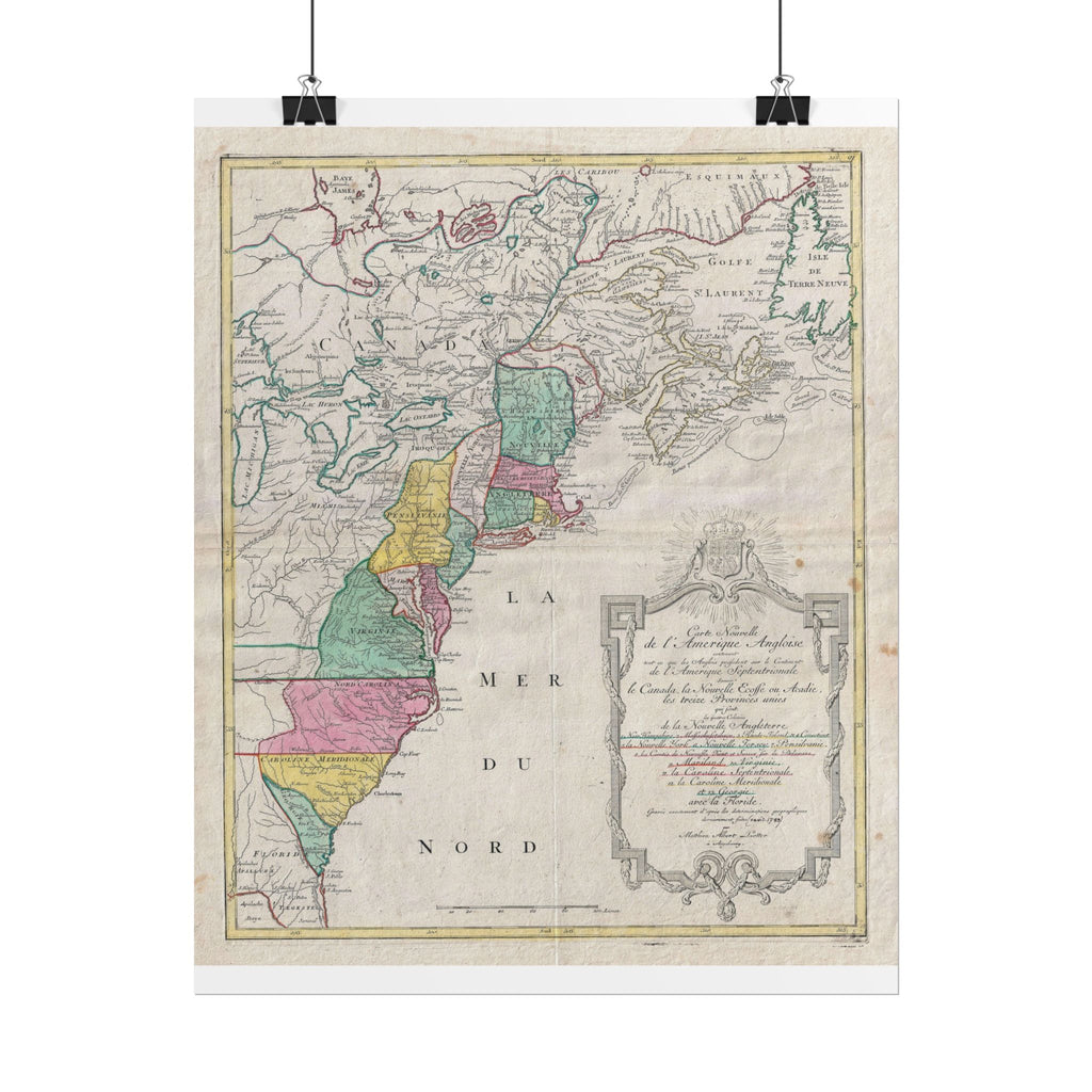 America in the New World Historic Map (c. 1776) Rolled Poster | Vintage Map Wall Art