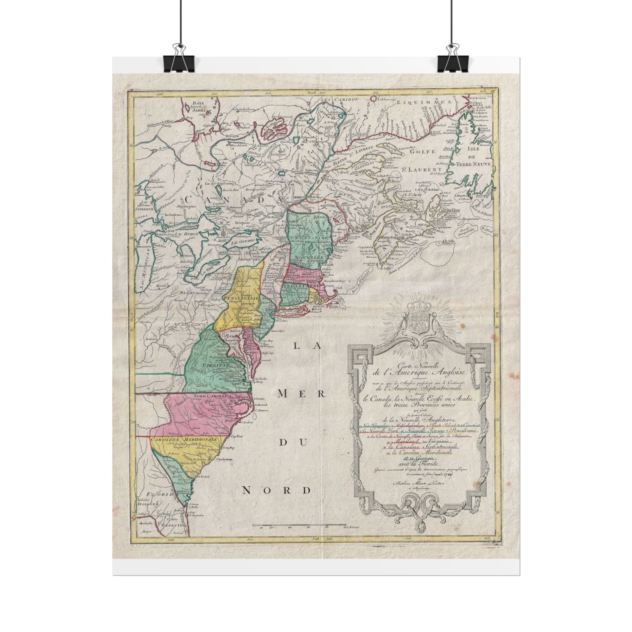 America in the New World Historic Map (c. 1776) Rolled Poster | Vintage Map Wall Art
