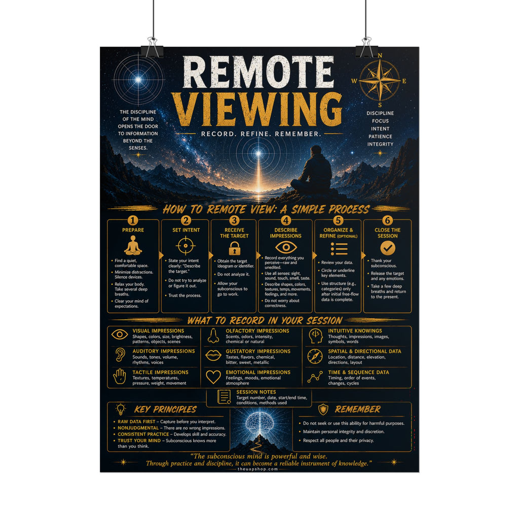 Remote Viewing Training Poster — Step-by-Step Guide Wall Art