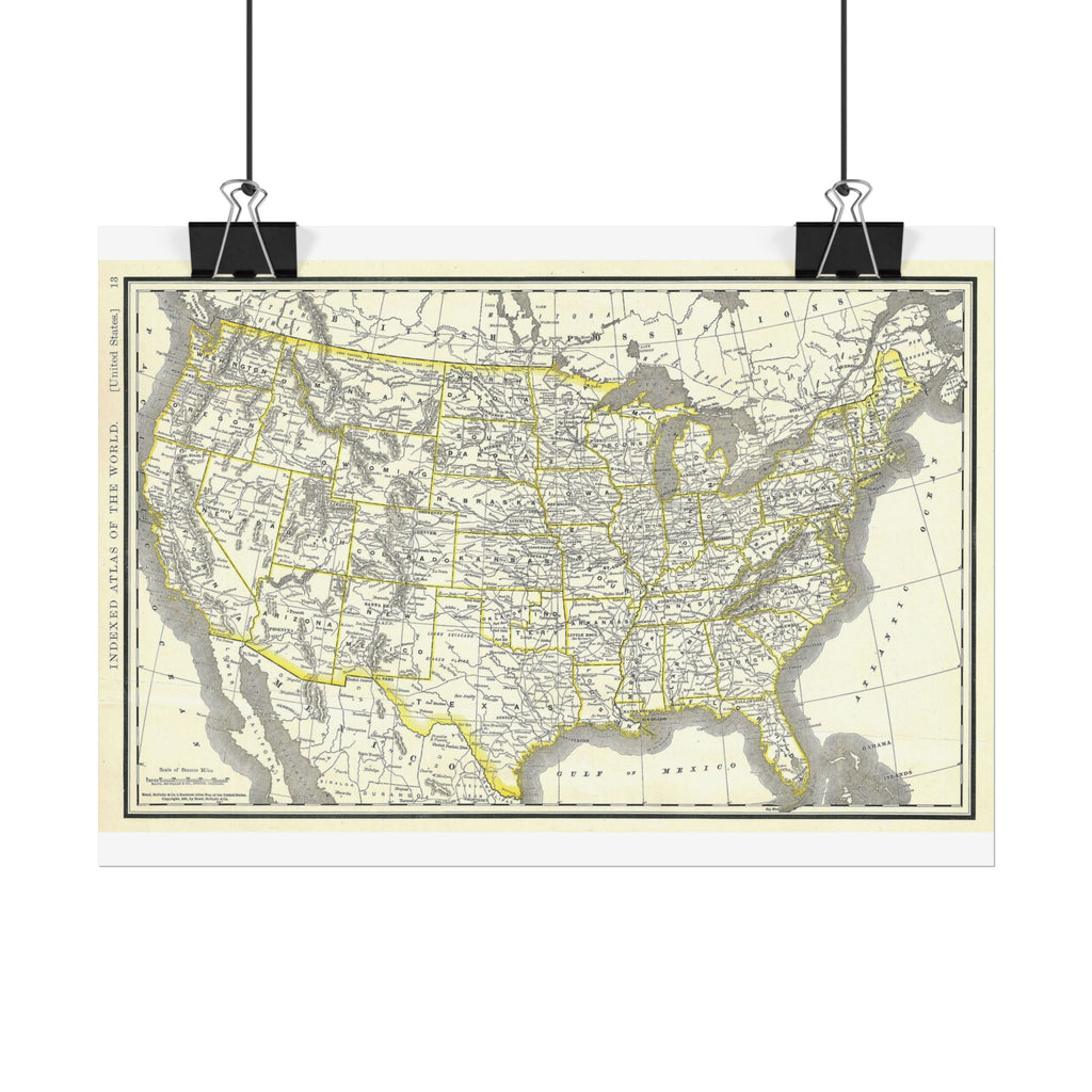 United States of America Historic Map (c. 1893) Rolled Poster | Vintage Map Wall Art