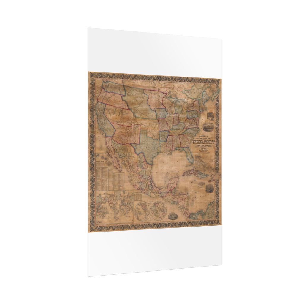 North America Antique Map of (c. 1856) Rolled Poster | Old Map Wall Art