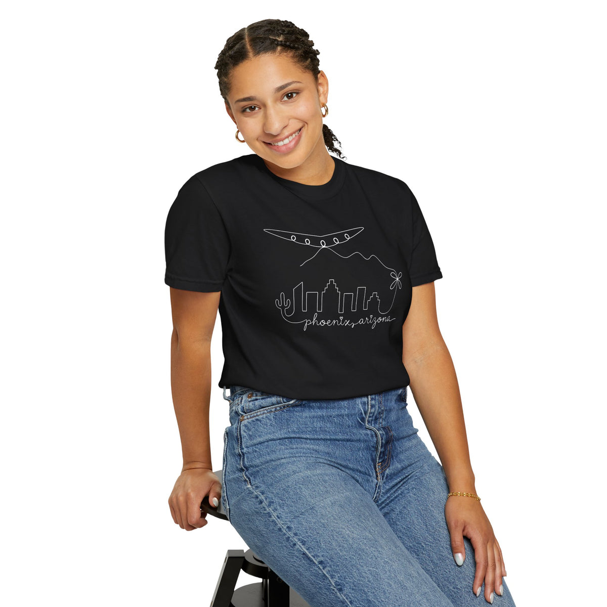 Phoenix, Arizona Minimal Line Art Skyline T-Shirt —  Unique Phoenix Lights UAP Tee
