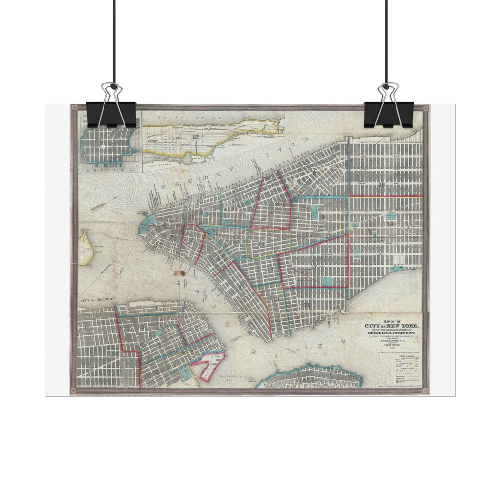 New York City (c. 1850) Historic City Map Rolled Poster | Vintage Map Wall Art