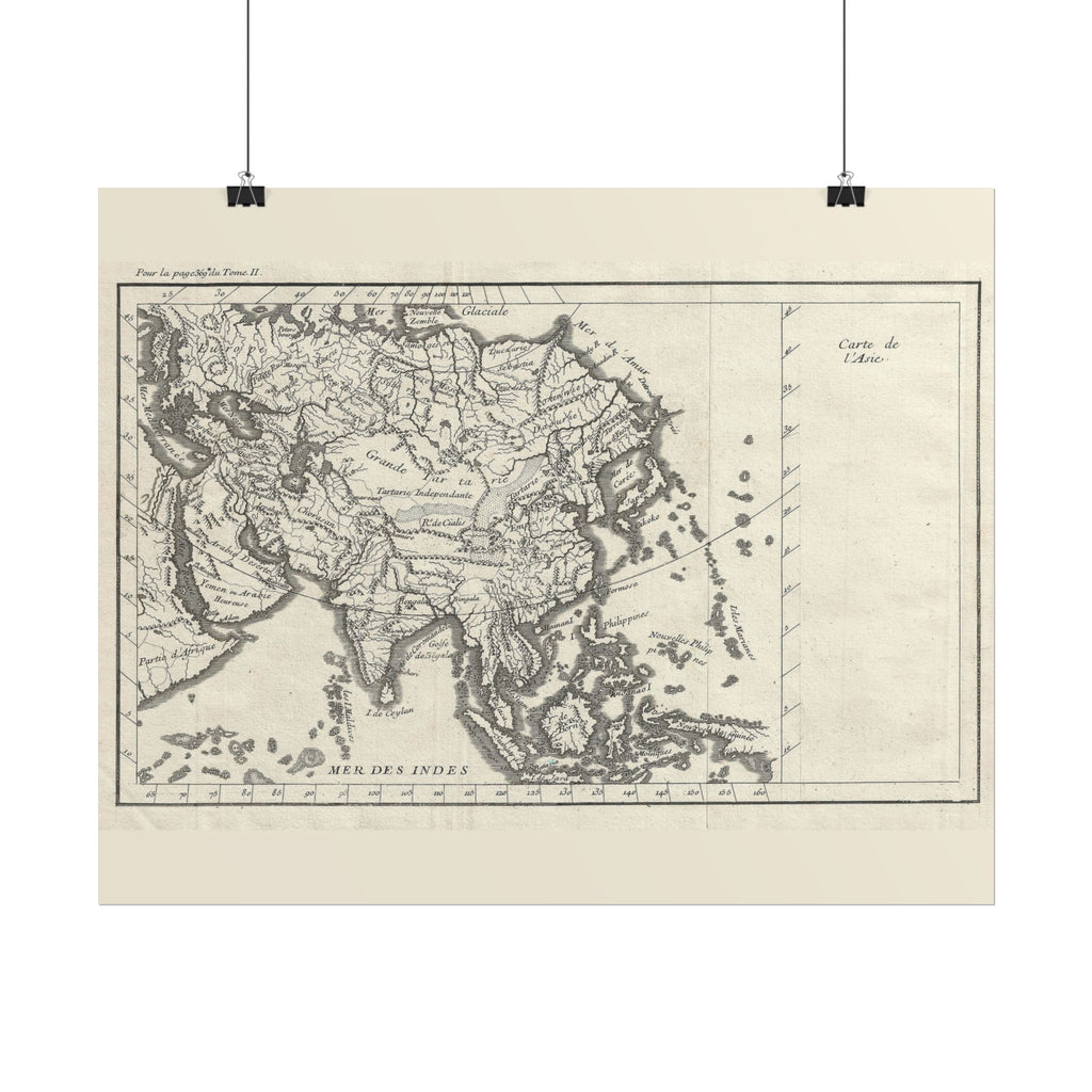 Asia Historic World Map (c. 1790) Rolled Poster | Antique State Map Wall Art