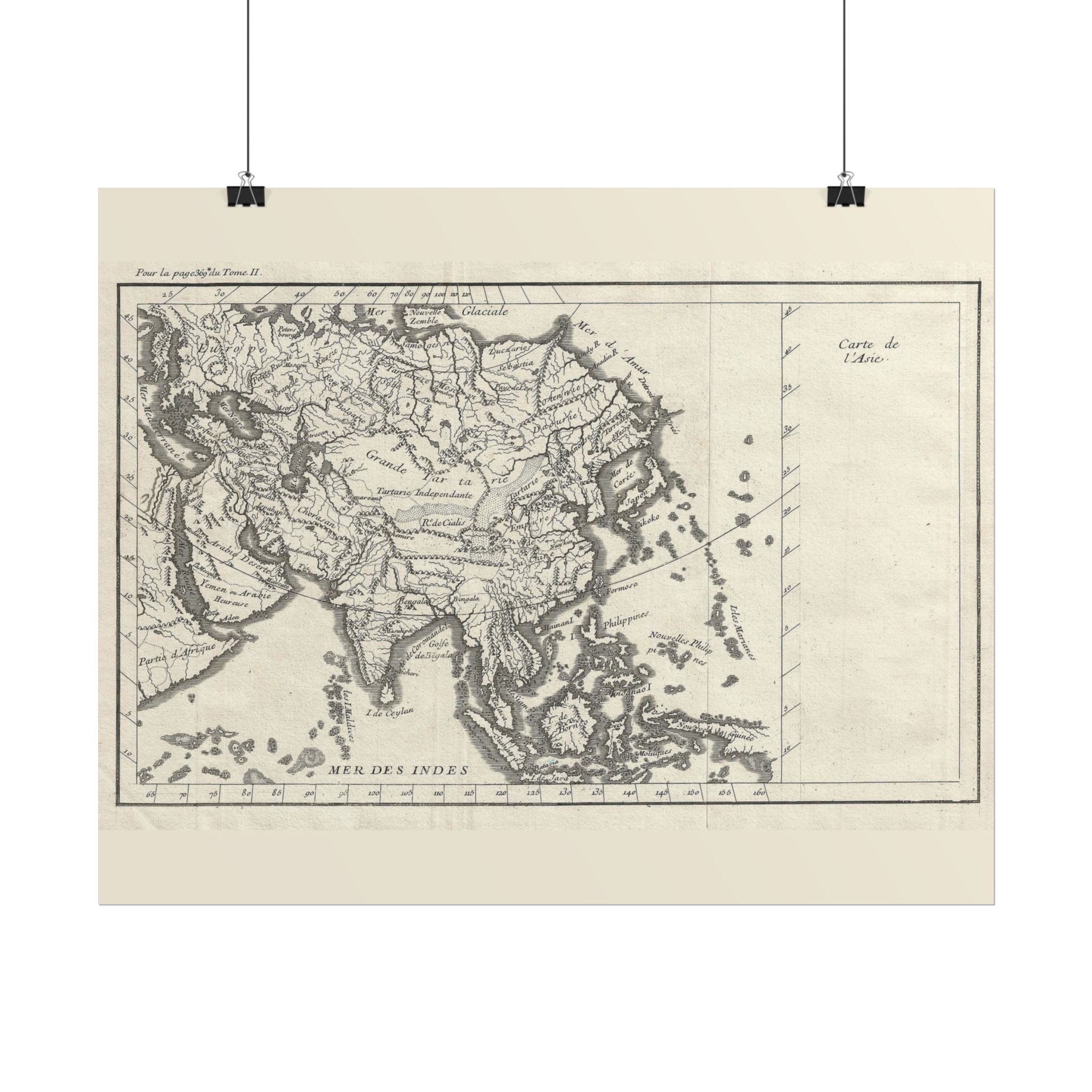 Asia Historic World Map (c. 1790) Rolled Poster | Antique State Map Wall Art