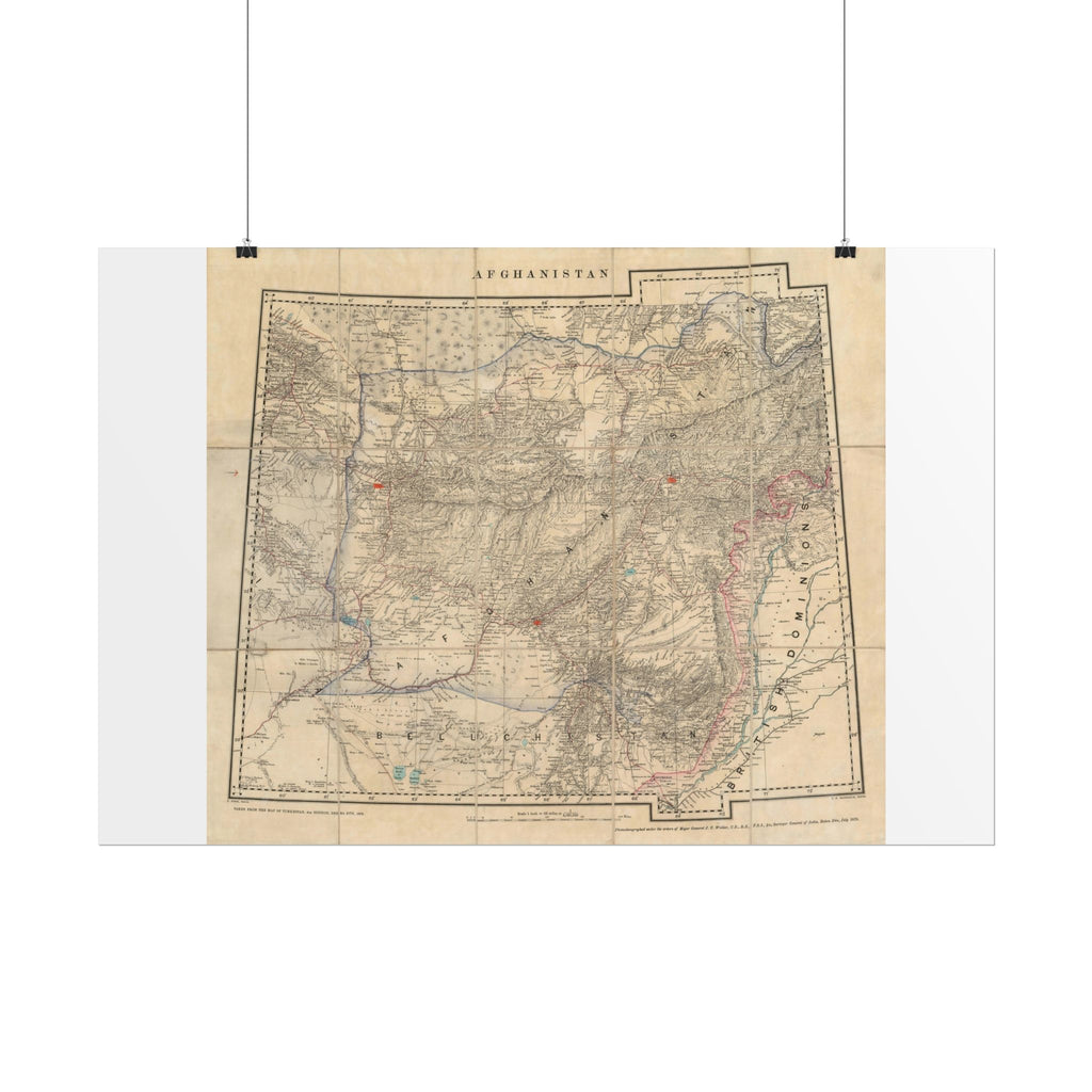 Afghanistan Antique Map (c. 1879) Rolled Poster | Vintage Map Wall Art