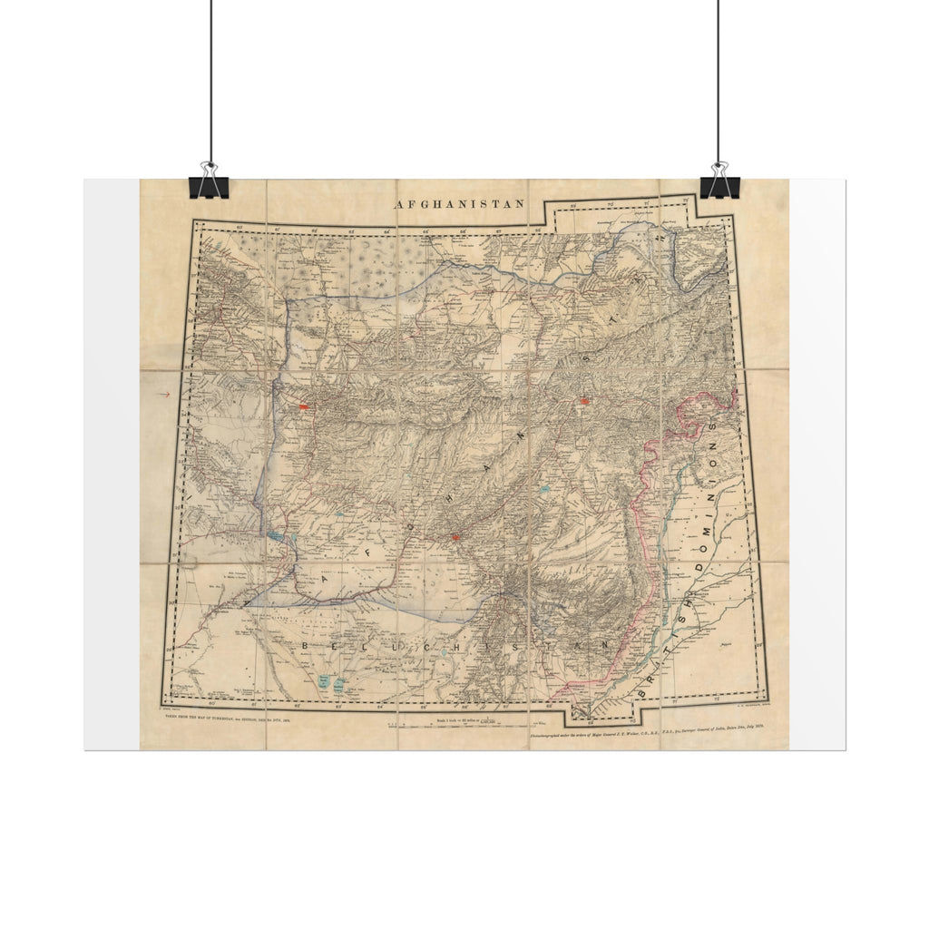 Afghanistan Antique Map (c. 1879) Rolled Poster | Vintage Map Wall Art