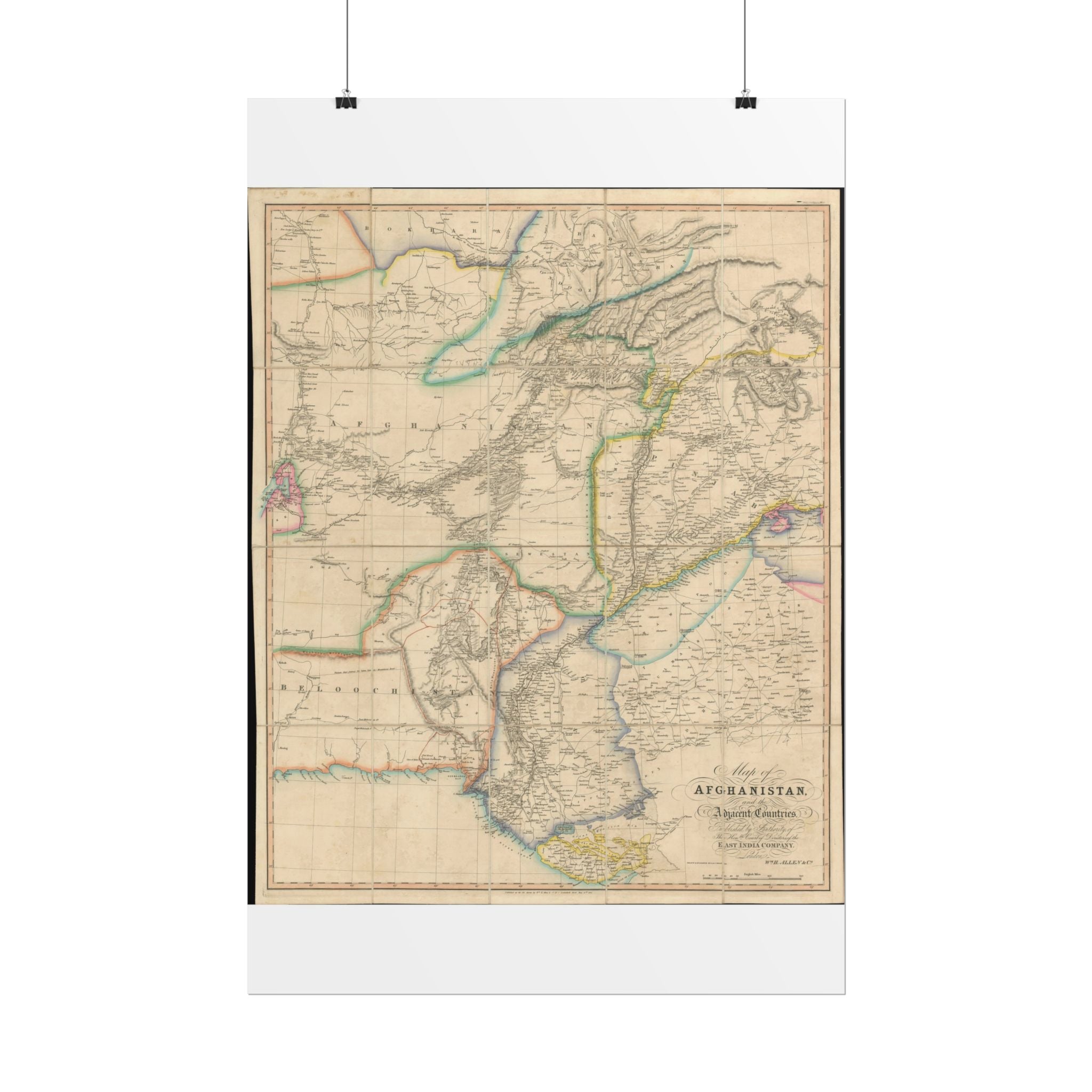 Afghanistan Antique Map (c. 1842) Rolled Poster | Vintage World Map Print