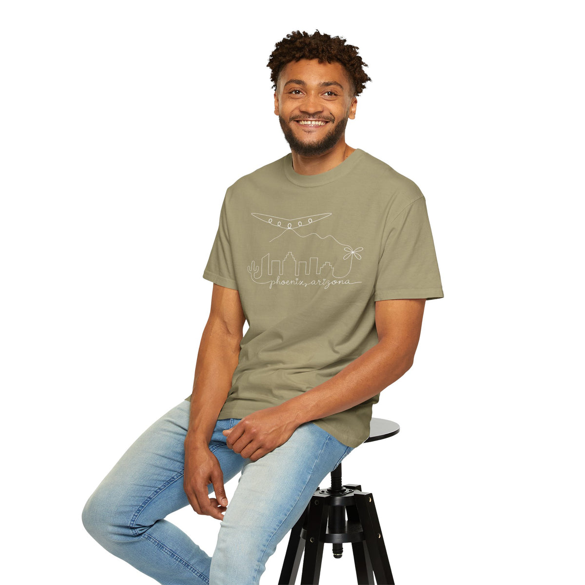 Phoenix, Arizona Minimal Line Art Skyline T-Shirt —  Unique Phoenix Lights UAP Tee