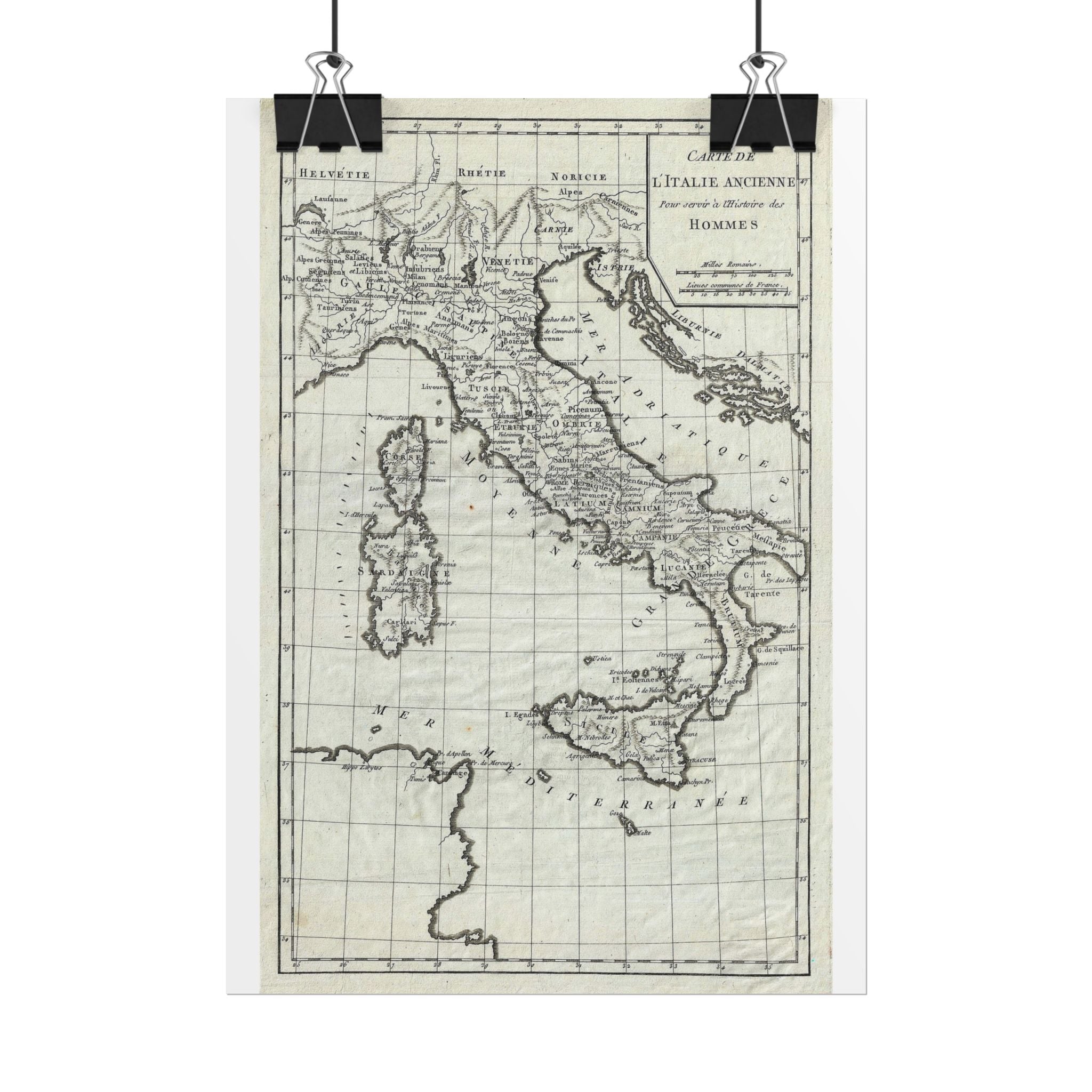 Italy Historic Map (c. 1770) Rolled Poster | Vintage Map Wall Art