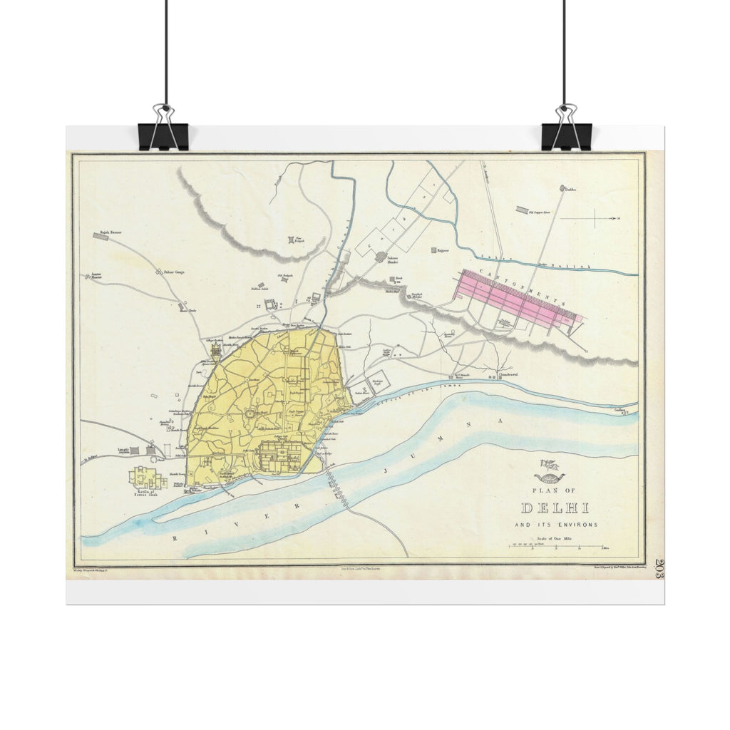 Delhi, India Historic City Map (c. 1867) Rolled Poster | Vintage Map Wall Art