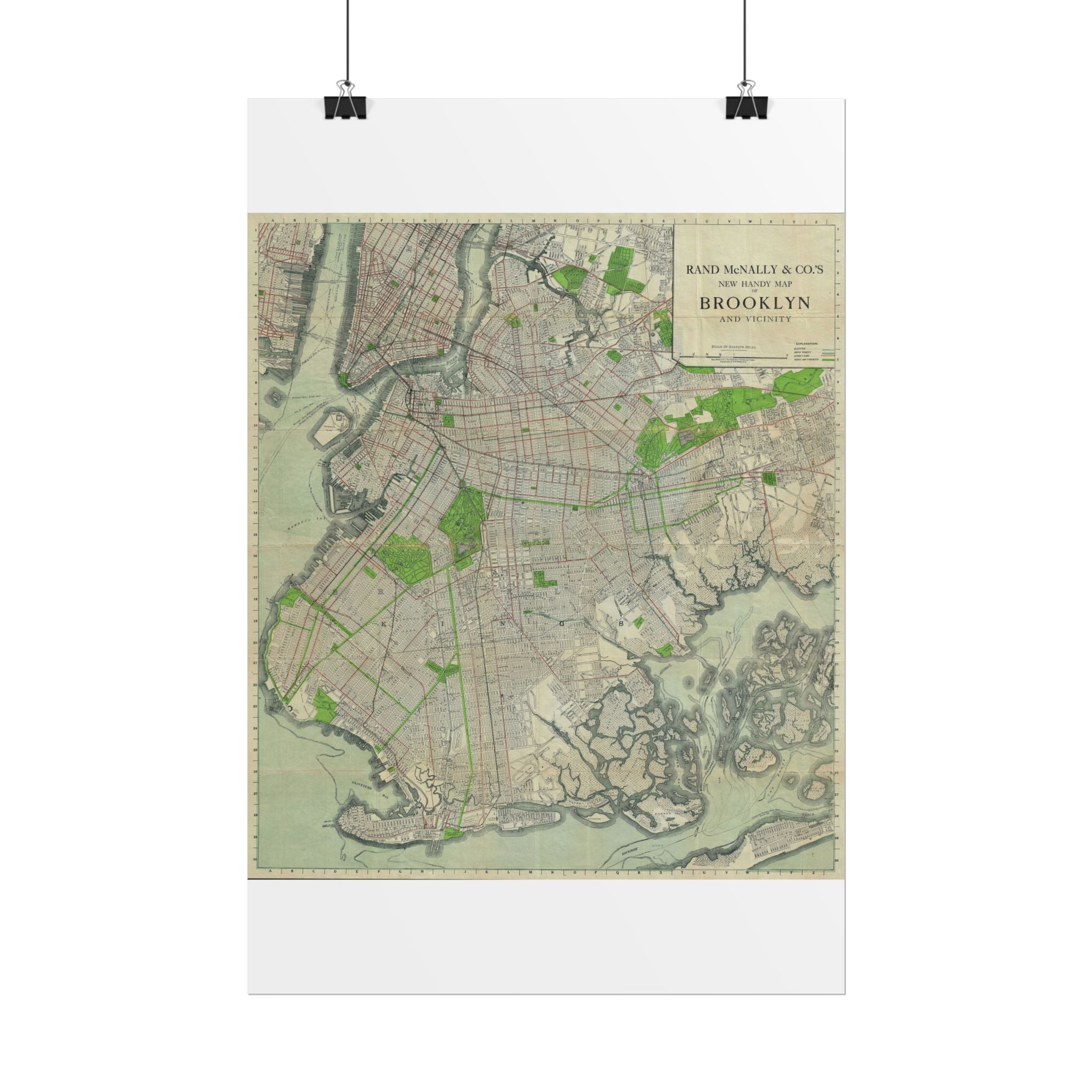 Brooklyn, New York Historic Map (c. 1911) Rolled Poster | Antique City Map Wall Art