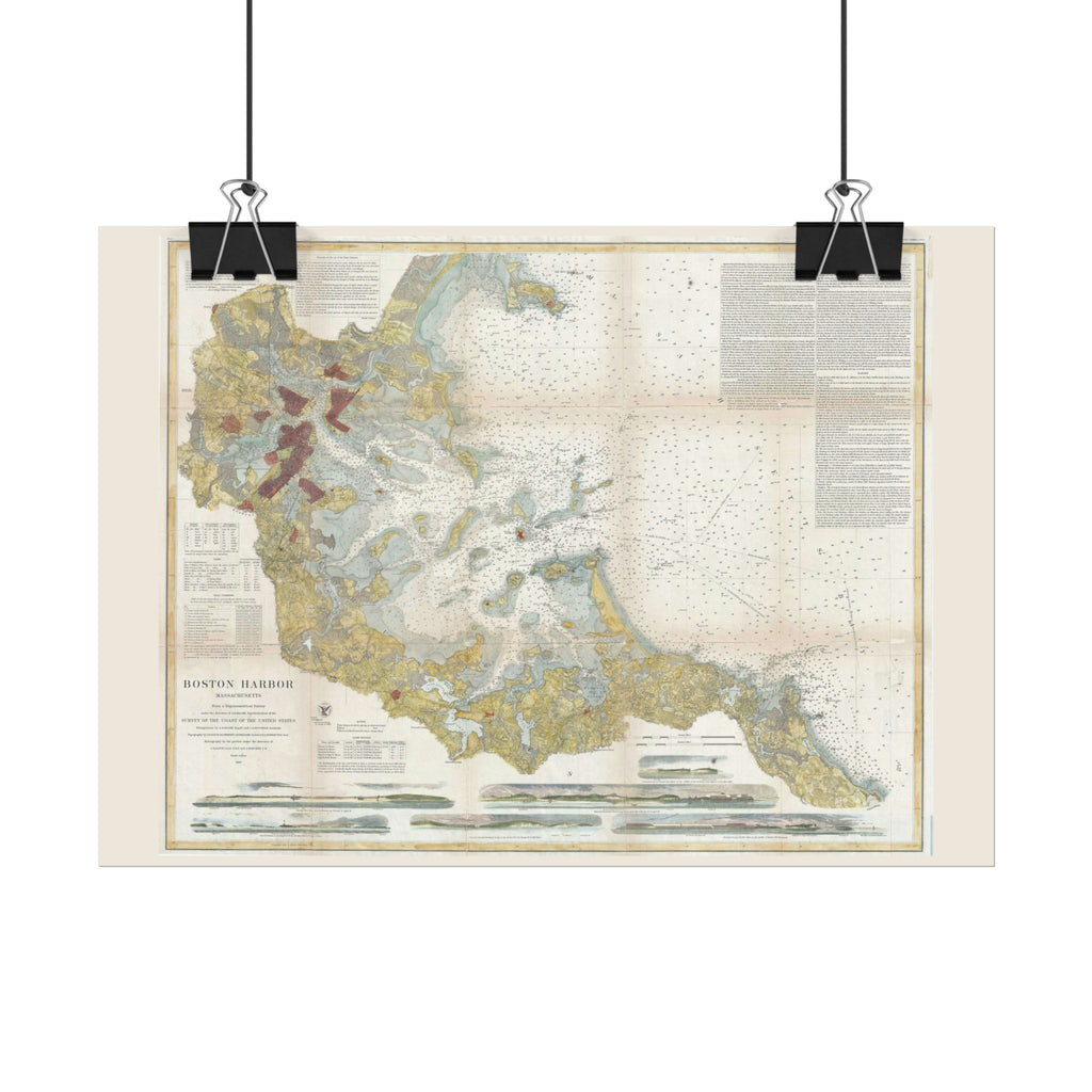 Boston Harbor (c. 1867) Historic City Map Rolled Poster | Antique Map Wall Art