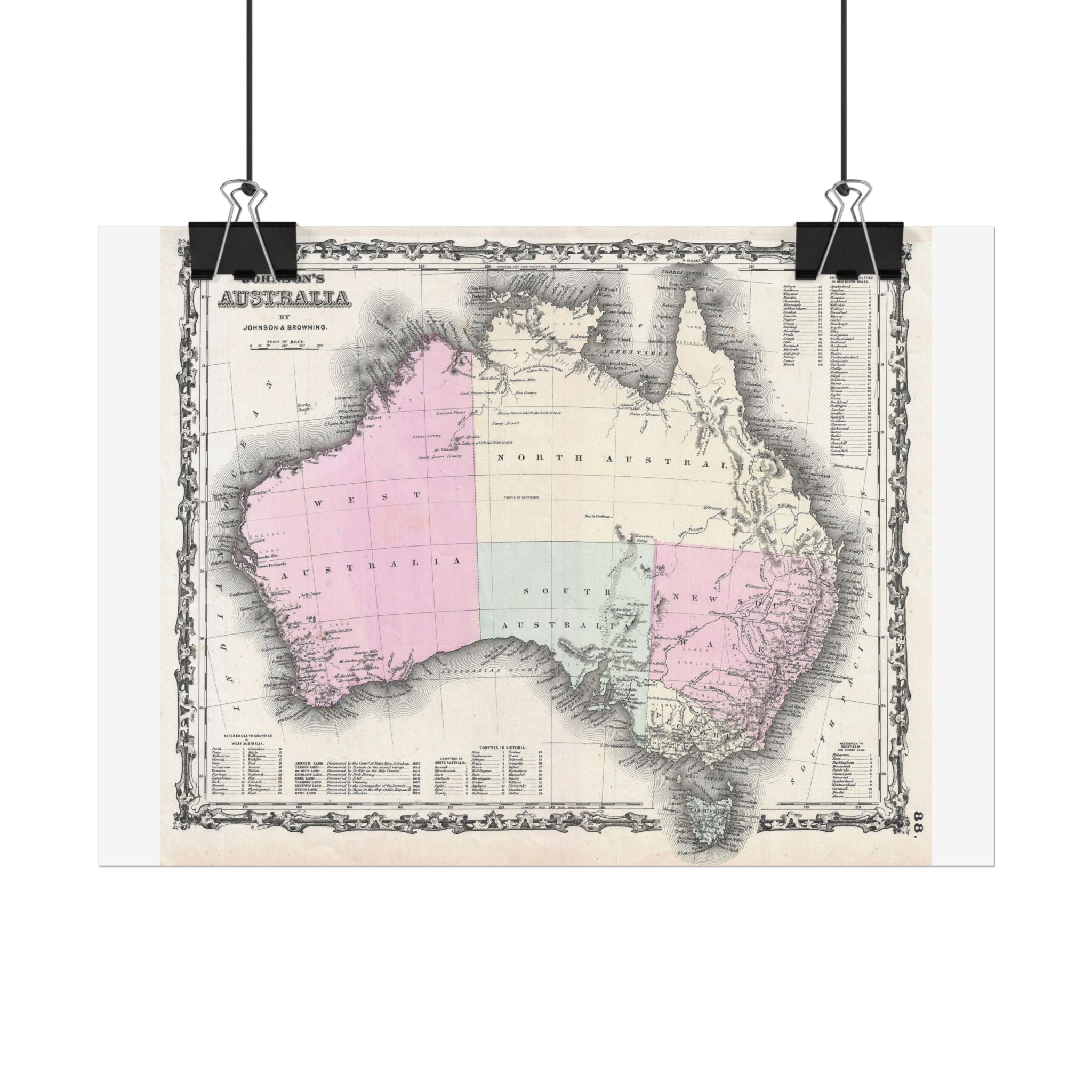 Australia Historic Map (c. 1861) Rolled Poster | Vintage Map Wall Art