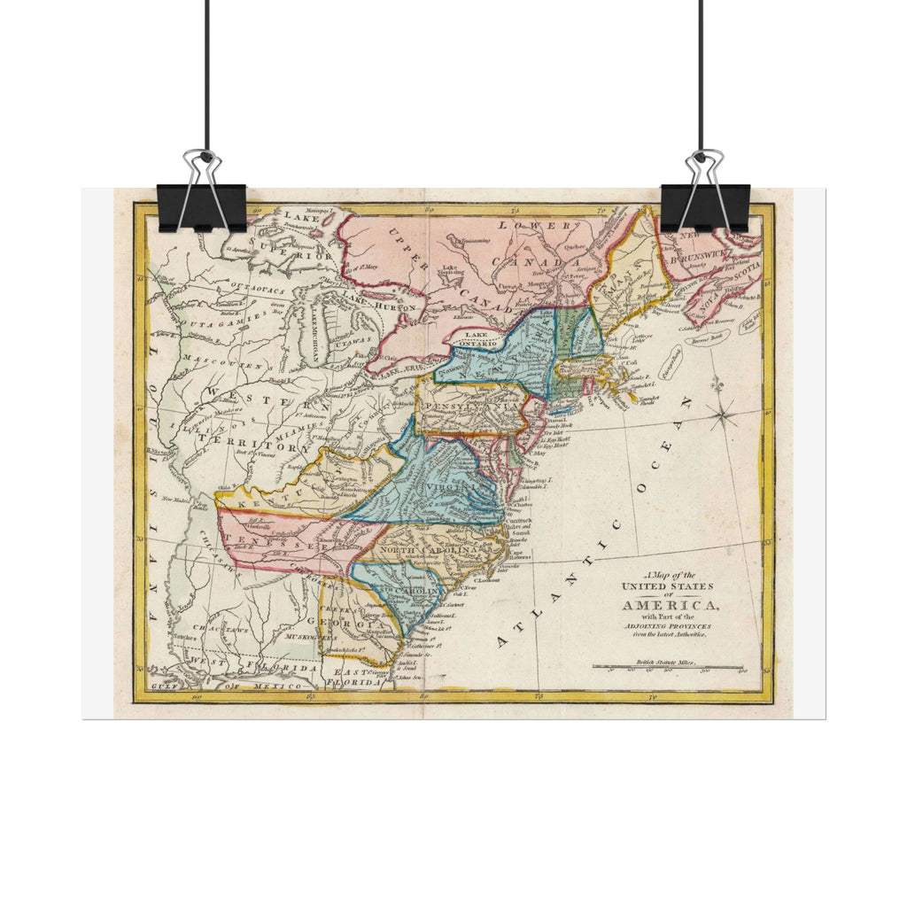United States of America Historic Map (c. 1817) Rolled Poster | Vintage Map Wall Art