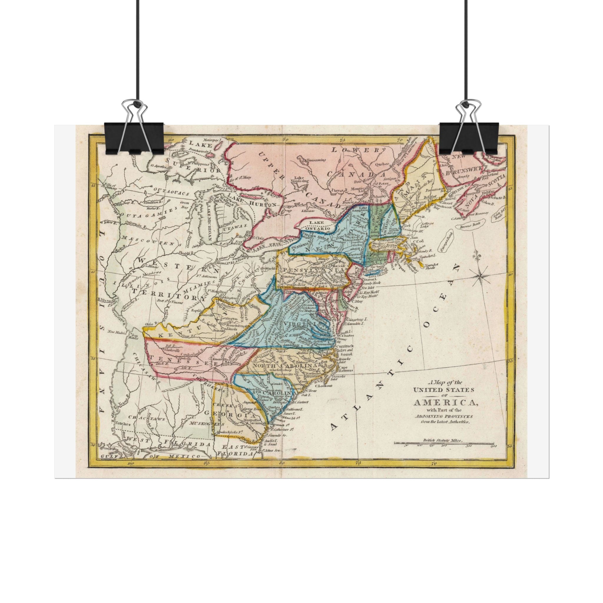 United States of America Historic Map (c. 1817) Rolled Poster | Vintage Map Wall Art
