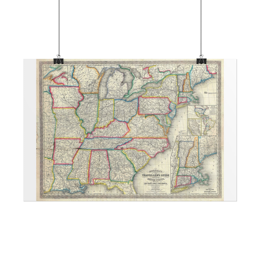 United States of America Historic Map (c. 1857) Rolled Poster | Vintage Map Wall Art