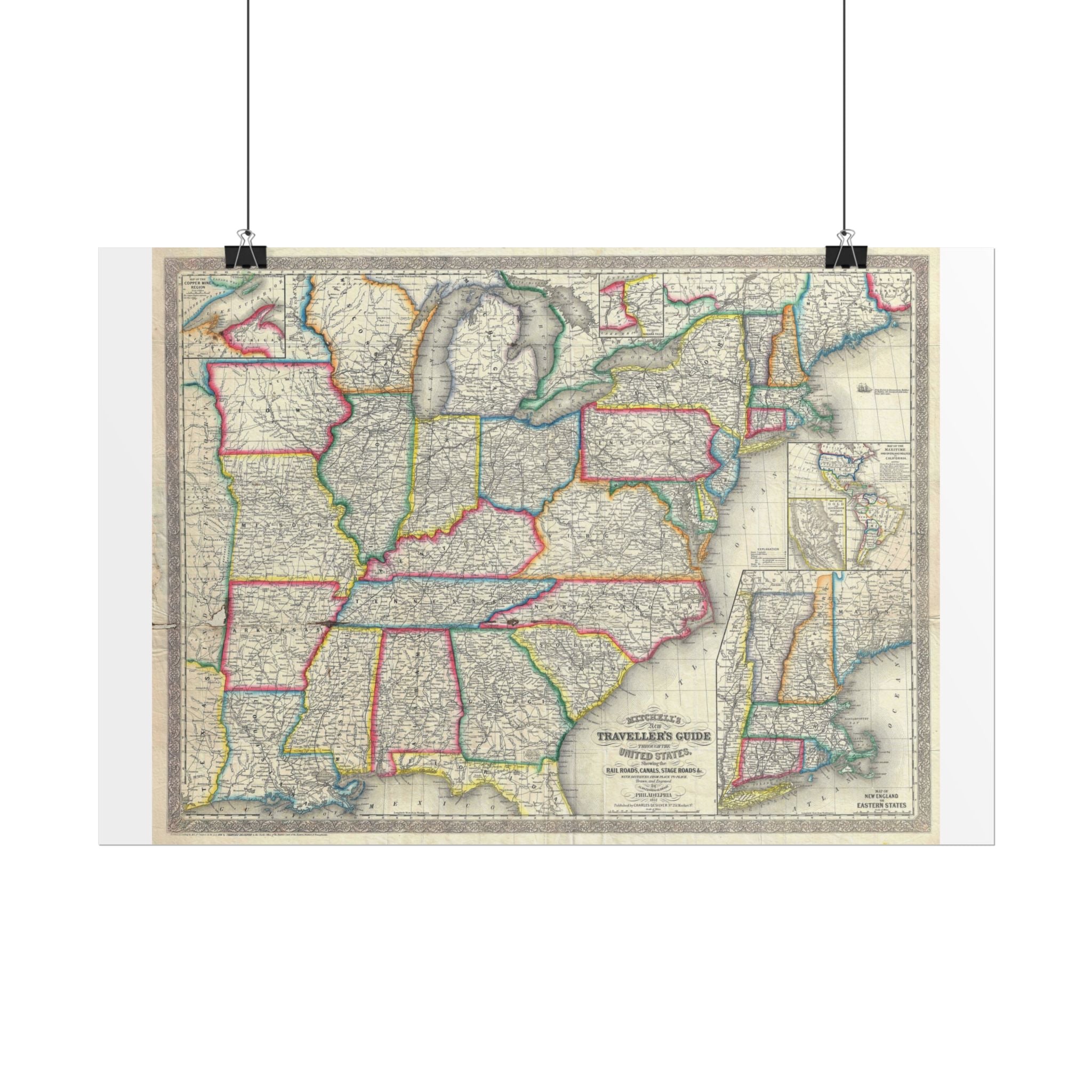 United States of America Historic Map (c. 1857) Rolled Poster | Vintage Map Wall Art