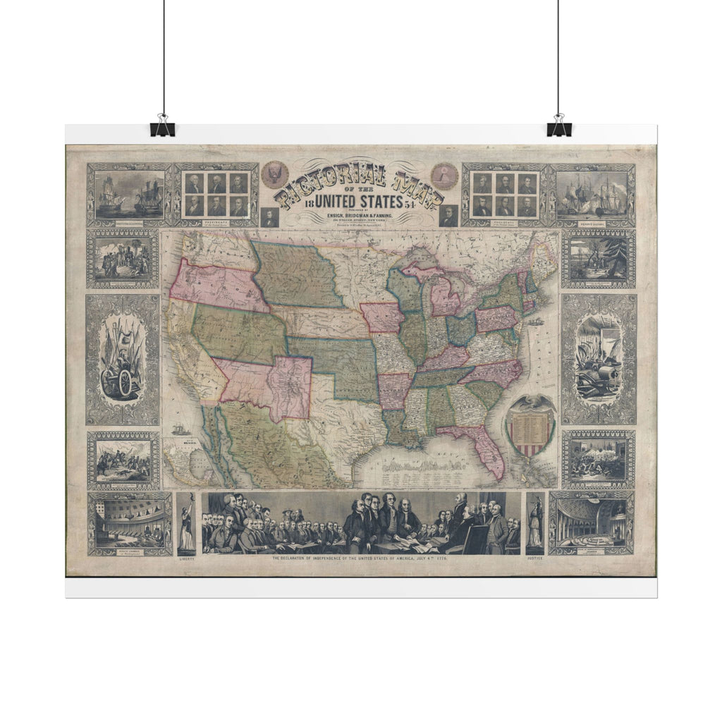 United States of America Historic Map (c. 1854) Rolled Poster | Vintage Map Wall Art