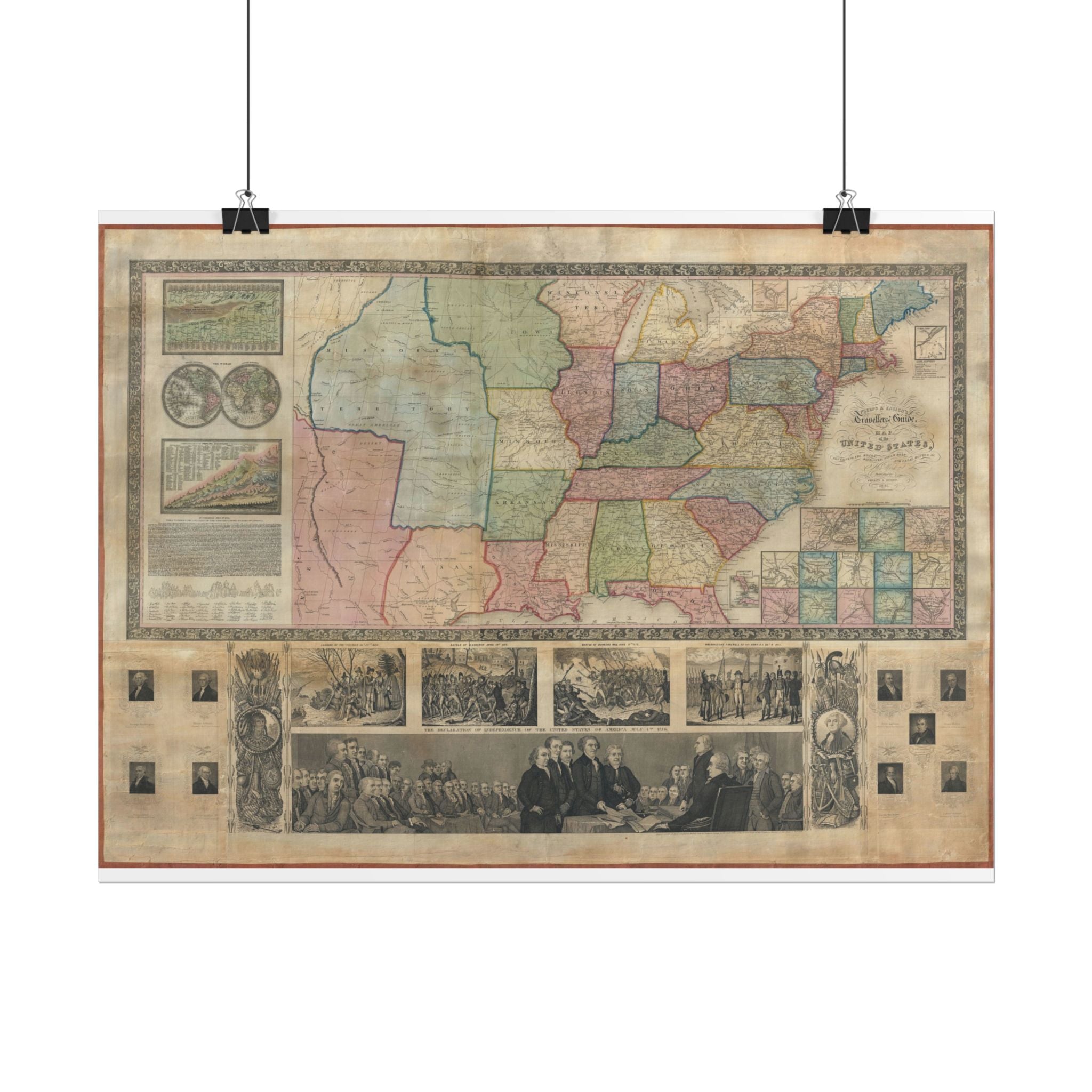 United States of America Historic Map (c. 1841) Rolled Poster | Vintage Map Wall Art