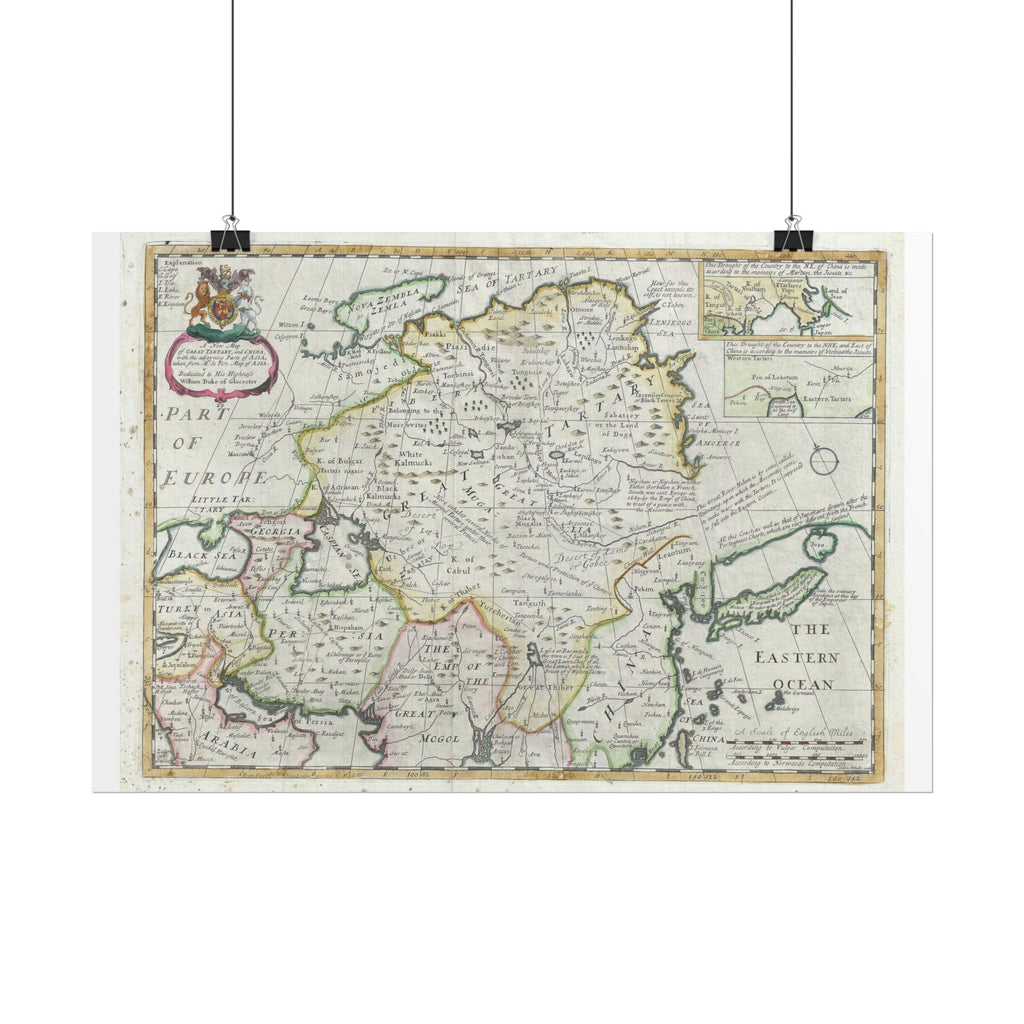Tartary and China Historic Map (c.1712) Rolled Poster | Vintage Map Wall Art