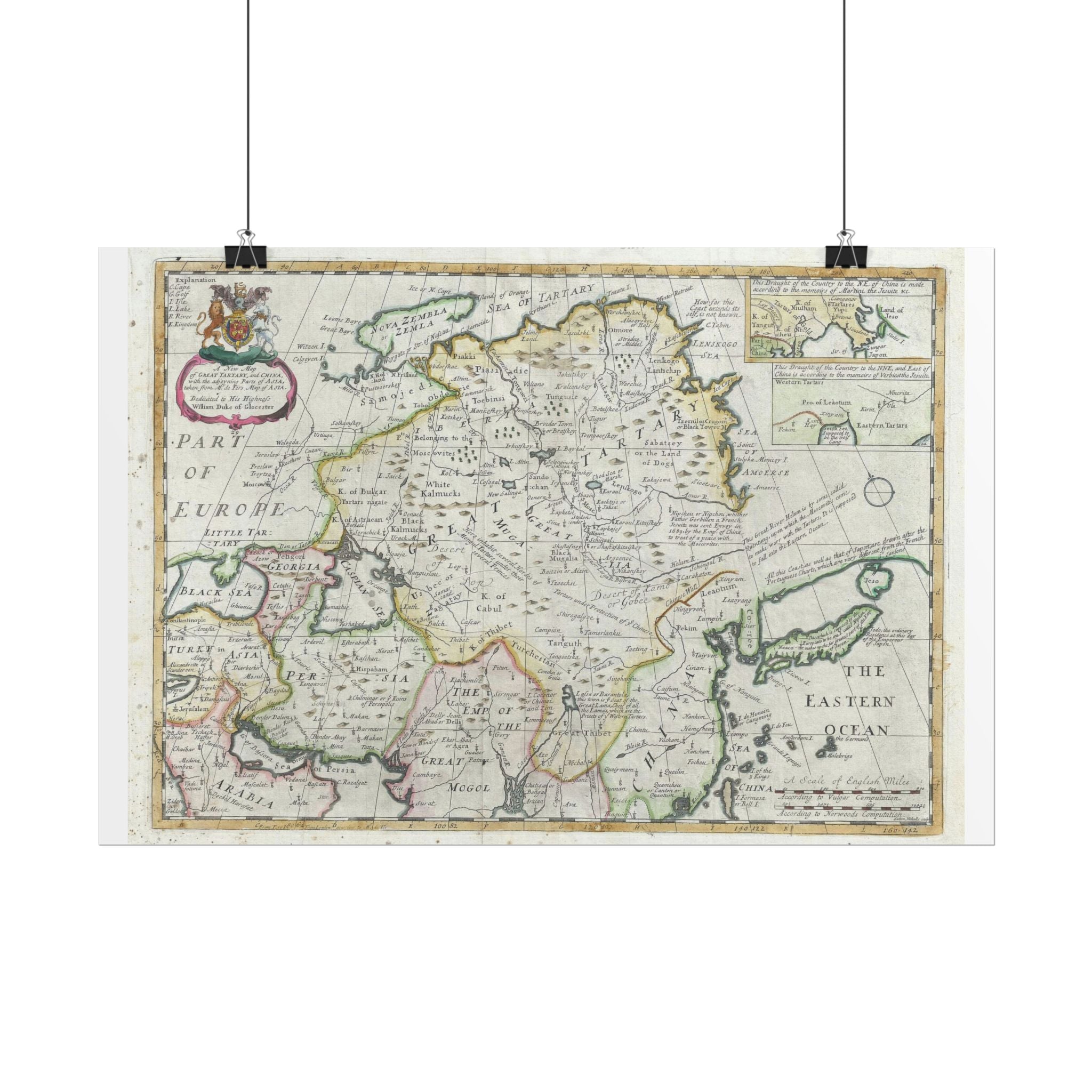 Tartary and China Historic Map (c.1712) Rolled Poster | Vintage Map Wall Art