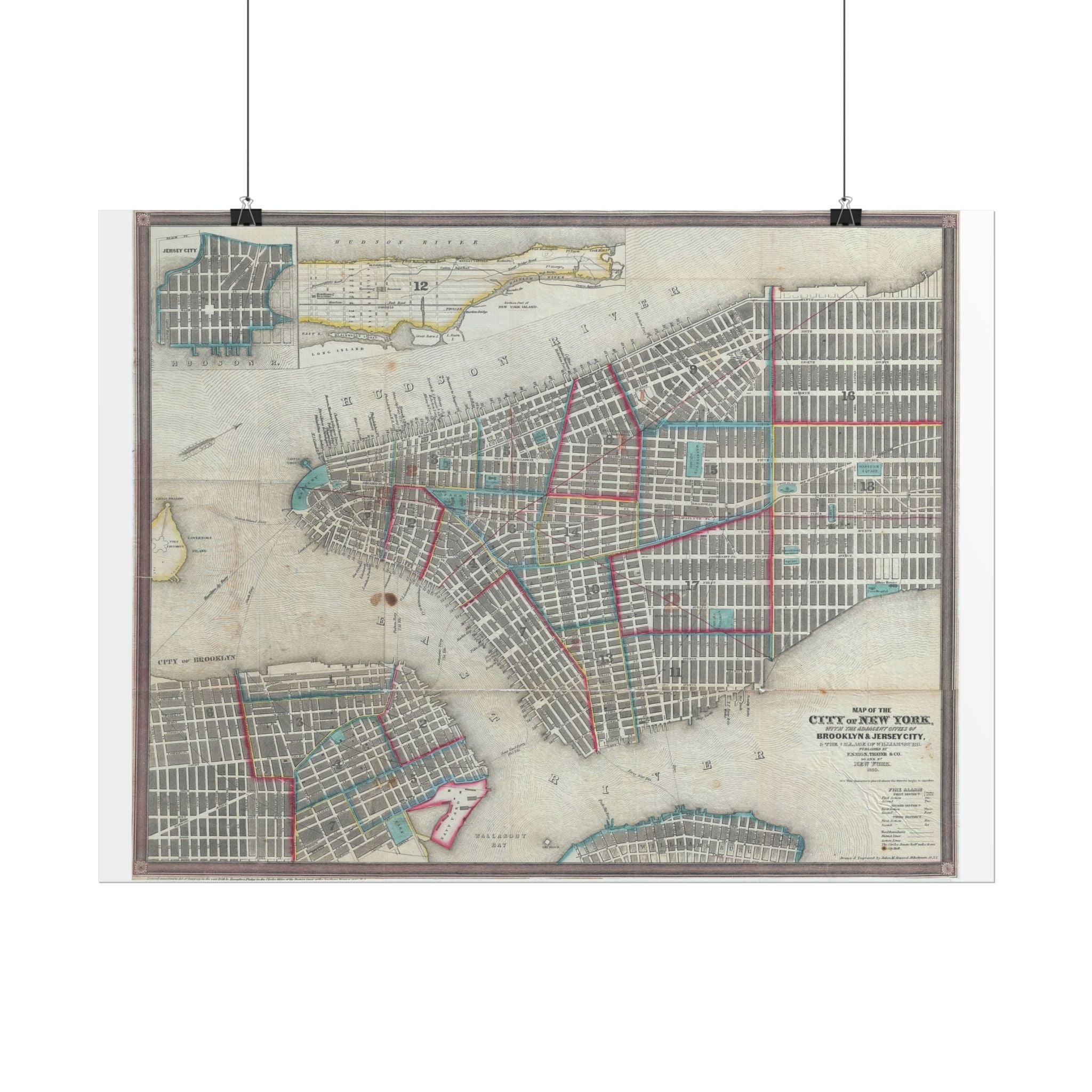 New York City (c. 1850) Historic City Map Rolled Poster | Vintage Map Wall Art
