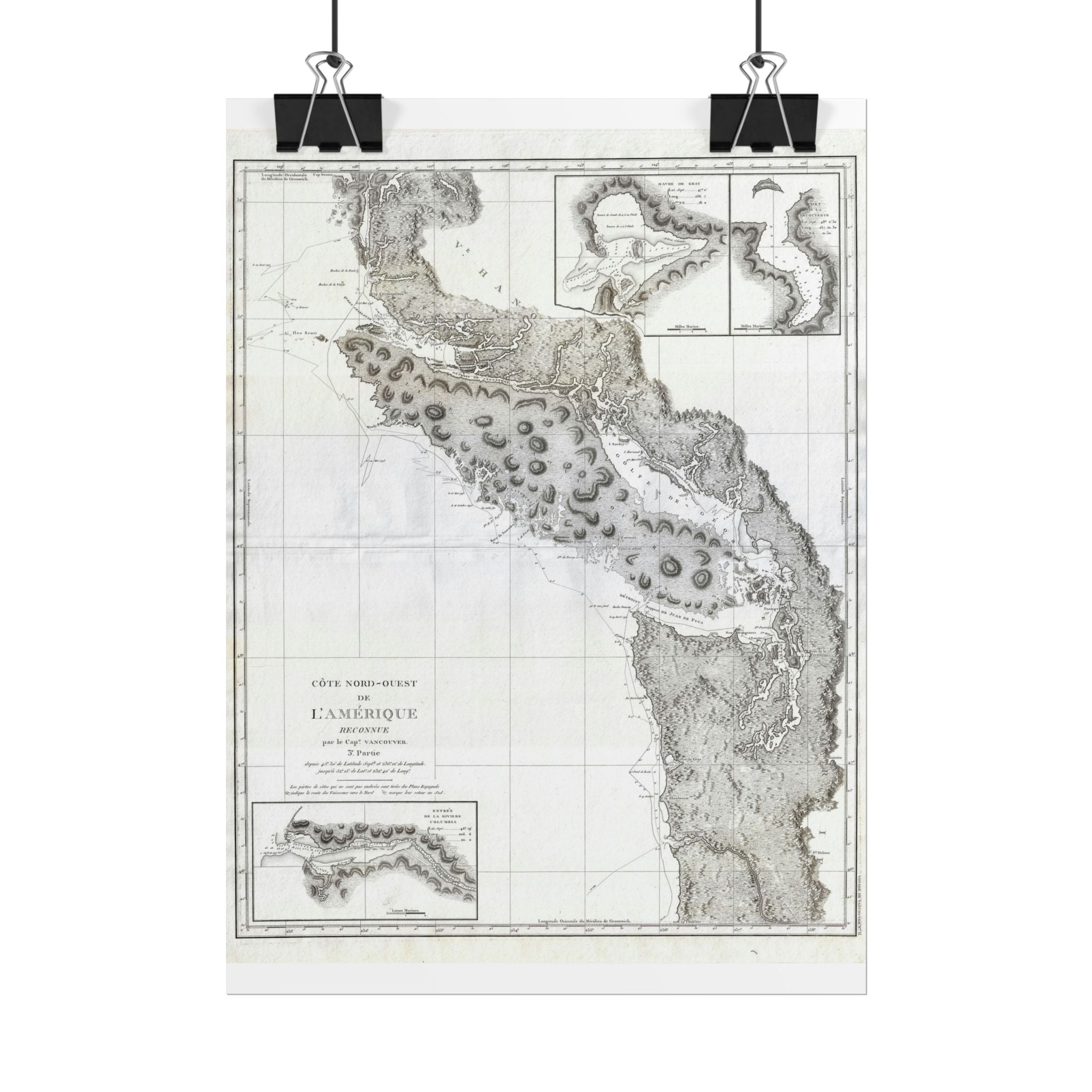 Vancouver, Canada Historic Map (c. 1799) Rolled Poster | Antique City Map Wall Art