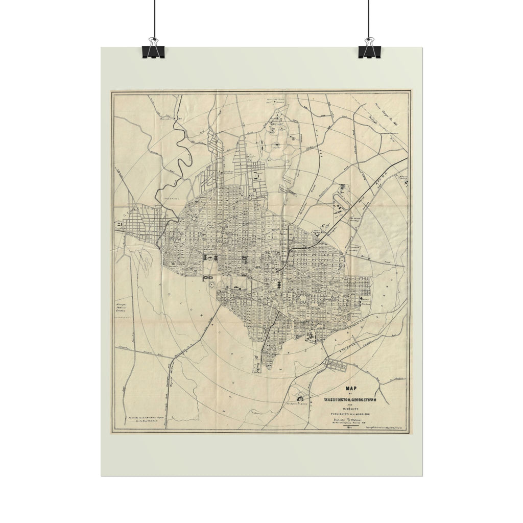 Washington DC (c. 1883) Historic City Map Rolled Poster | Vintage Map Wall Art