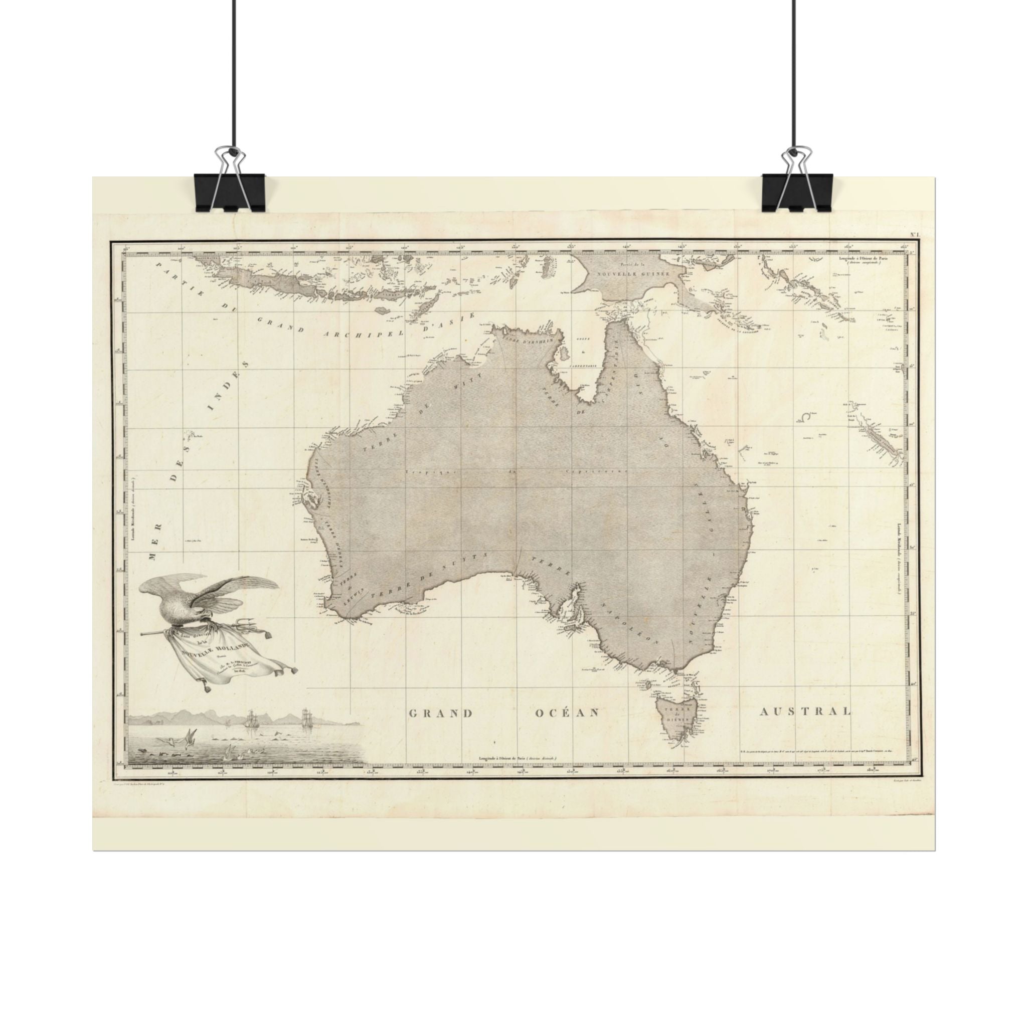 Australia Historic Map (c. 1811) Rolled Poster | Vintage Map Wall Art